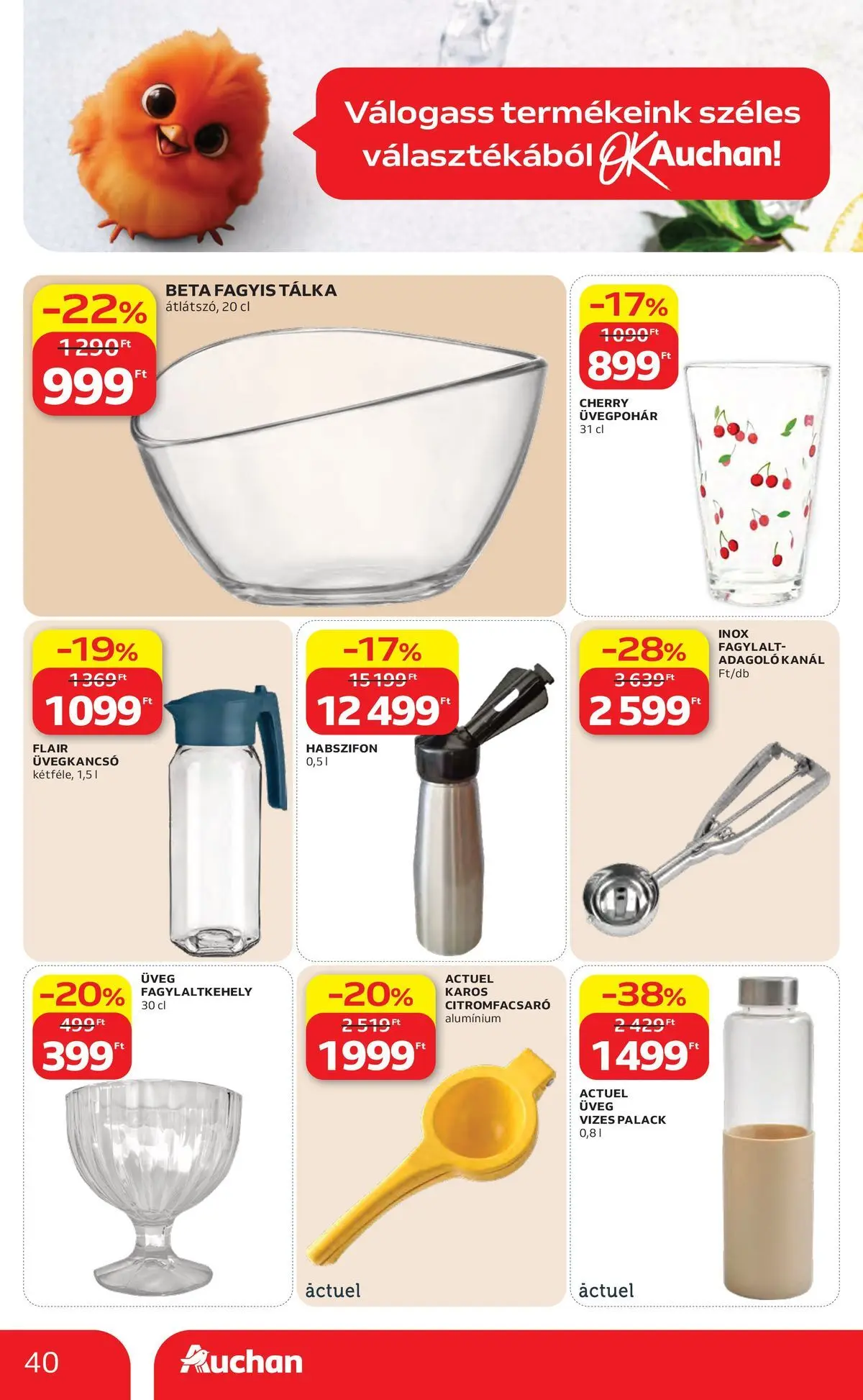 Auchan akciós újság Miskolc - 2026.07.23. -tól/töl > akció, lapozható szórólap 🛍️ | Oldal: 40 | Termékek: Fagylalt