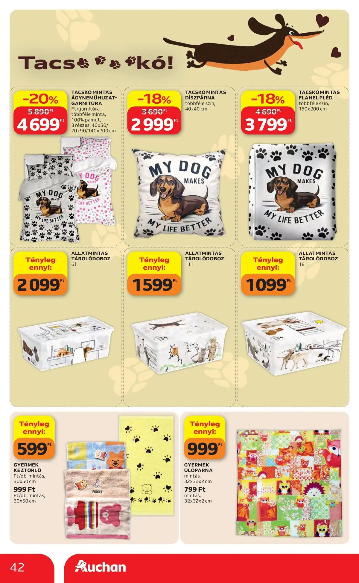 Auchan akciós újság Miskolc - 2026.07.23. -tól/töl > akció, lapozható szórólap 🛍️ | Oldal: 42 | Termékek: Tárolódoboz, Ágyneműhuzat, Ülőpárna, Pléd