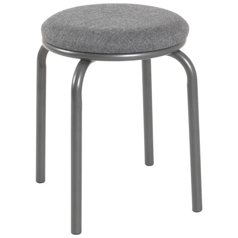Stapelhocker in Metall, Textil Anthrazit, Grau