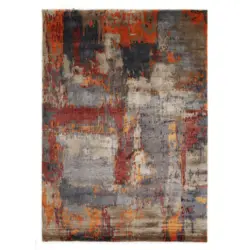Orientteppich 70/140 cm Angeles Palung Grau, Orange, Beige