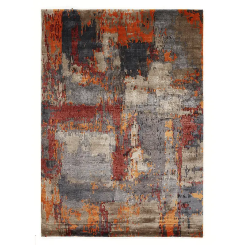 Orientteppich 70/140 cm Angeles Palung Grau, Orange, Beige
