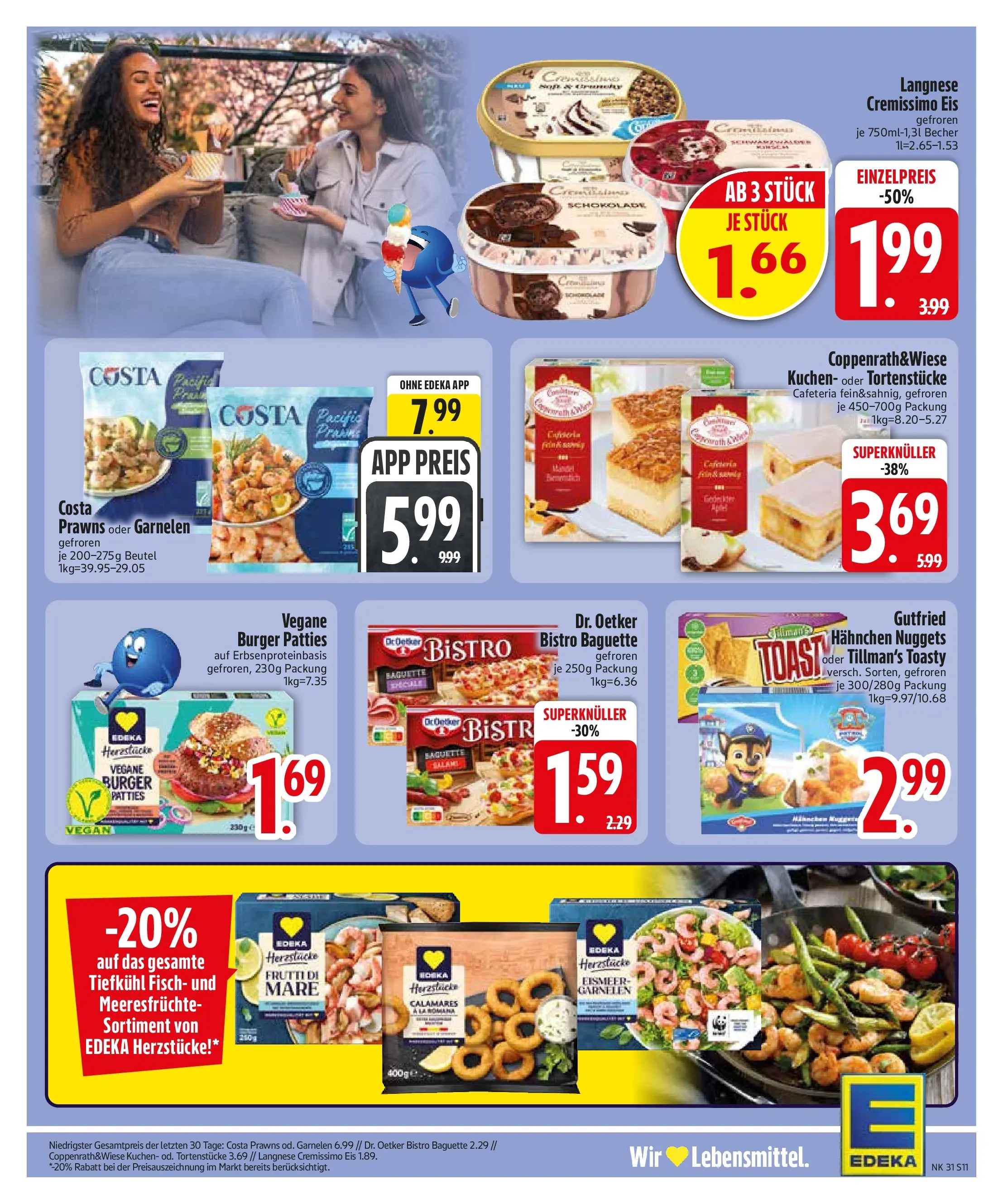 Edeka prospekt Sauerlach (ab 27.07.2026) » Angebote Online | Seite: 13 | Produkte: Langnese, Hahnchen, Meeresfrüchte, Kuchen