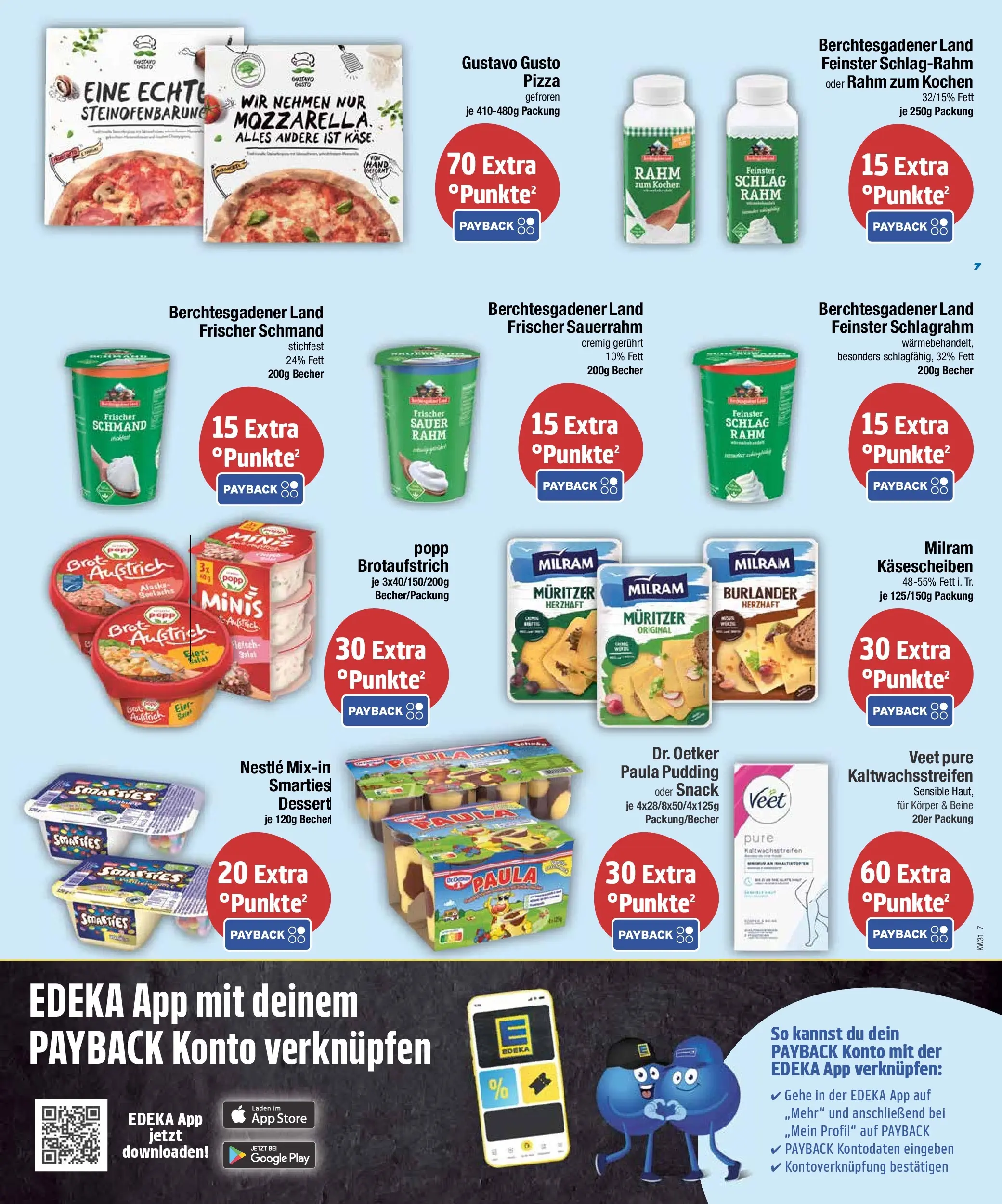 E center Prospekt München (ab 27.07.2026) zum Blättern | Seite: 7 | Produkte: Gustavo gusto, Pizza, Sauerrahm, Salat