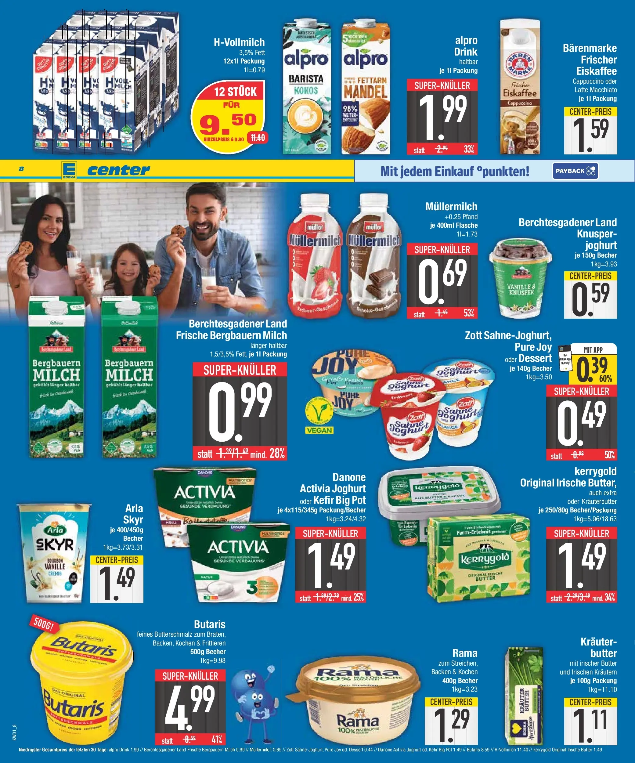 E center Prospekt München (ab 27.07.2026) zum Blättern | Seite: 8 | Produkte: Activia, Kefir, Skyr, Müllermilch
