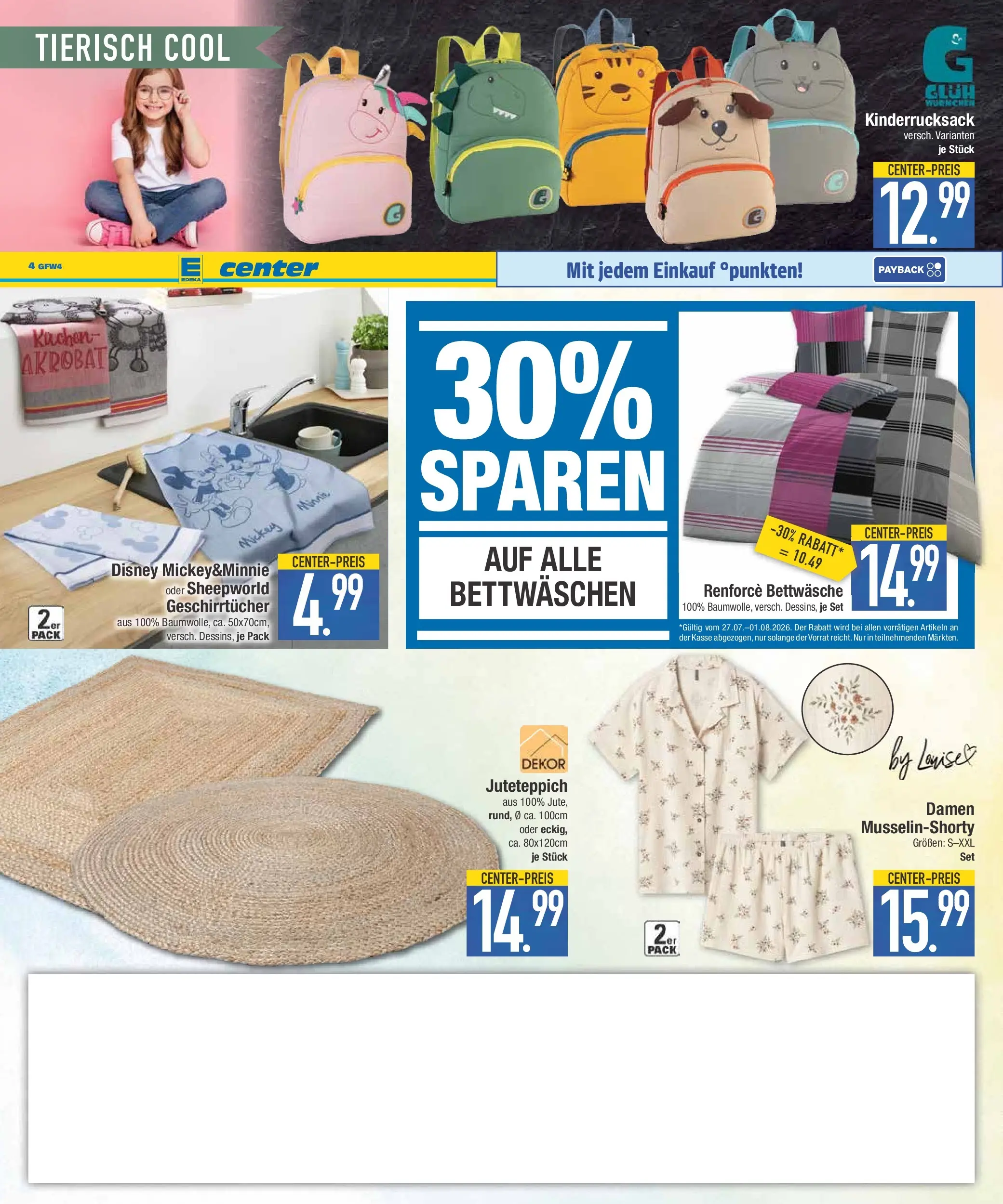E center Prospekt Krumbach (ab 27.07.2026) zum Blättern | Seite: 26 | Produkte: Bettwäsche, Kuchen