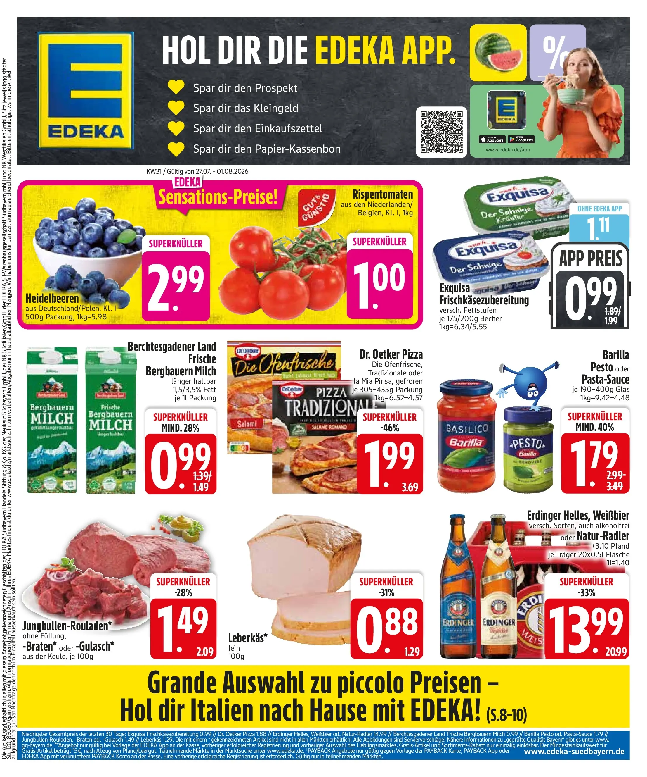 Edeka prospekt Zwiesel (ab 27.07.2026) » Angebote Online | Seite: 3 | Produkte: Milch, Barilla pesto, Exquisa, Pizza