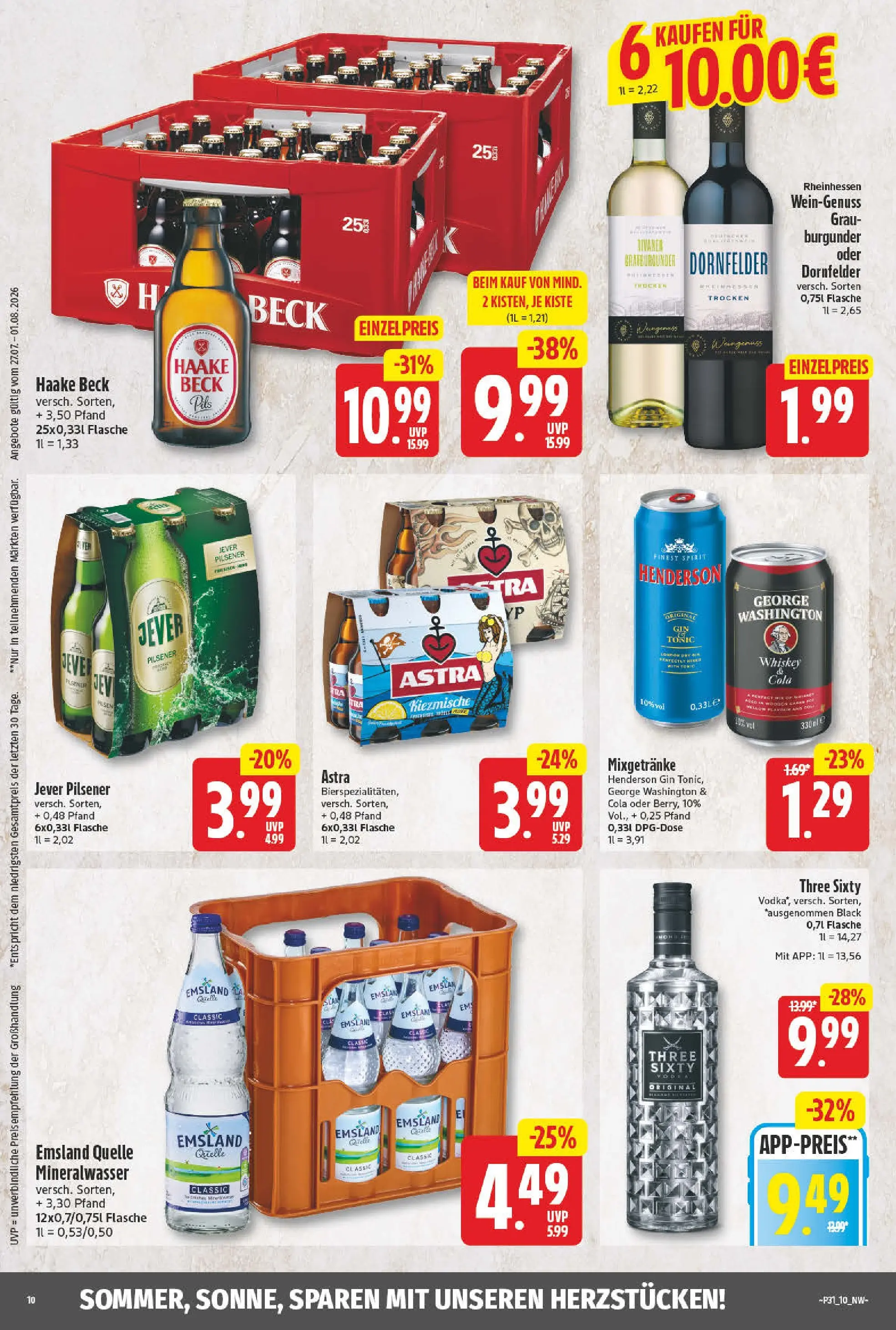 Angebote - Wochenangebote (ab 27.07.2026) zum Blättern | Seite: 10 | Produkte: Cola, Jever, Gin, Whiskey