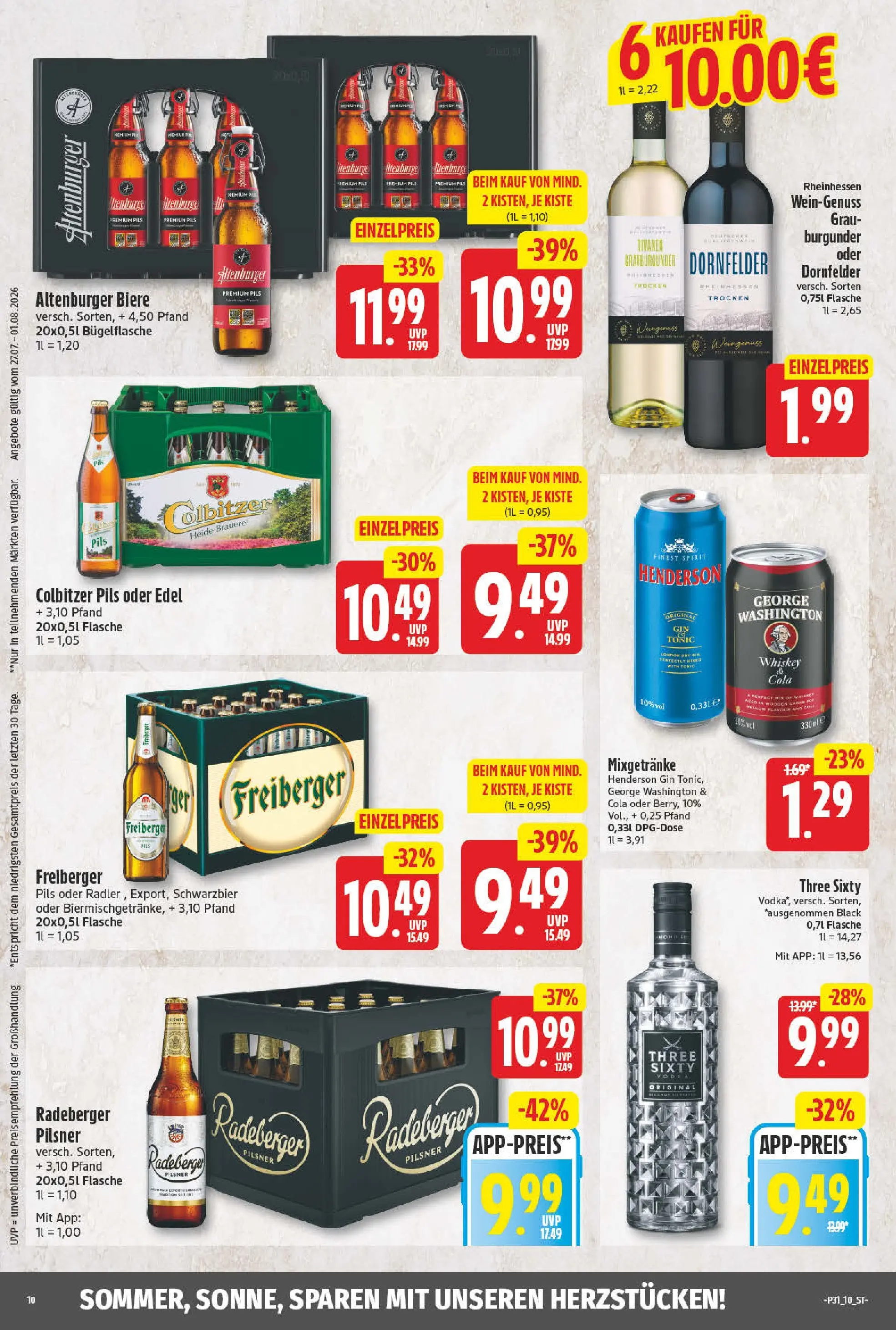 Angebote - Wochenangebote (ab 27.07.2026) zum Blättern | Seite: 10 | Produkte: Pils, Gin, Radeberger pilsner, Whiskey
