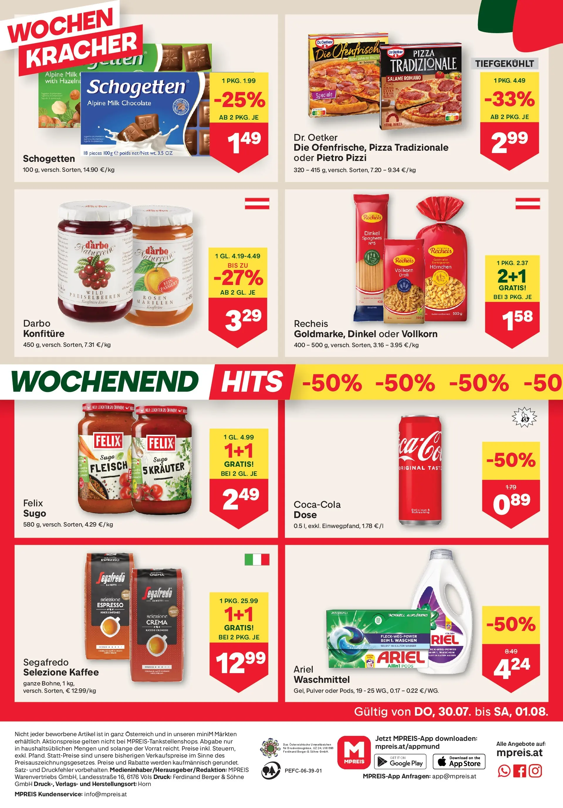MPREIS Pfunds von 30.07.2026 - Aktuelle Angebote | Seite: 12 | Produkte: Wasser, Hajdina liszt, Kaffee, Waschmittel