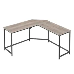 Eckschreibtisch 149/149/75 cm Schwarz, Eiche grau Kabeldurchlass
