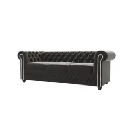 Chesterfield-Sofa 3-sitzer Nyx Schwarz Samt