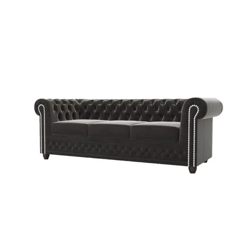 Chesterfield-Sofa 3-sitzer Nyx Schwarz Samt