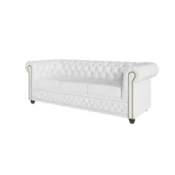 Chesterfield-Sofa 3-sitzer Morin Wei&szlig; vegan Leder