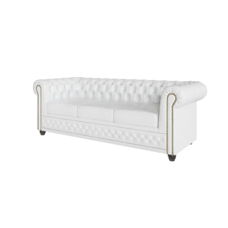 Chesterfield-Sofa 3-sitzer Morin Wei&szlig; vegan Leder