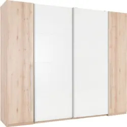 Kleiderschrank in Wei&szlig;, Buchefarben