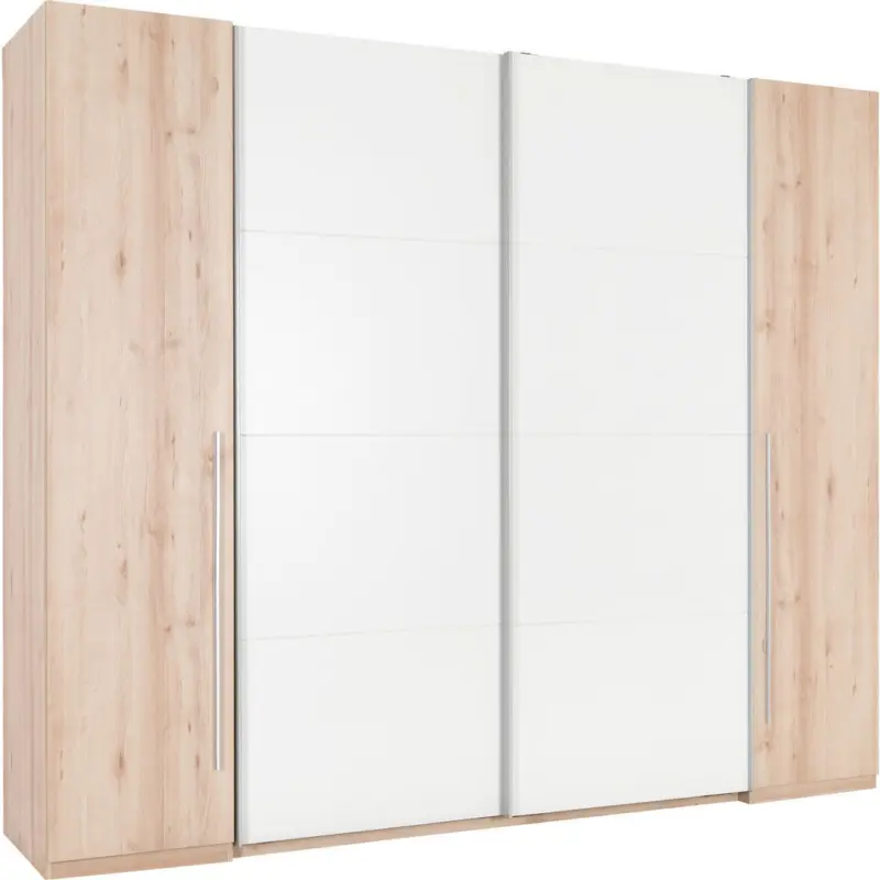 Kleiderschrank in Wei&szlig;, Buchefarben
