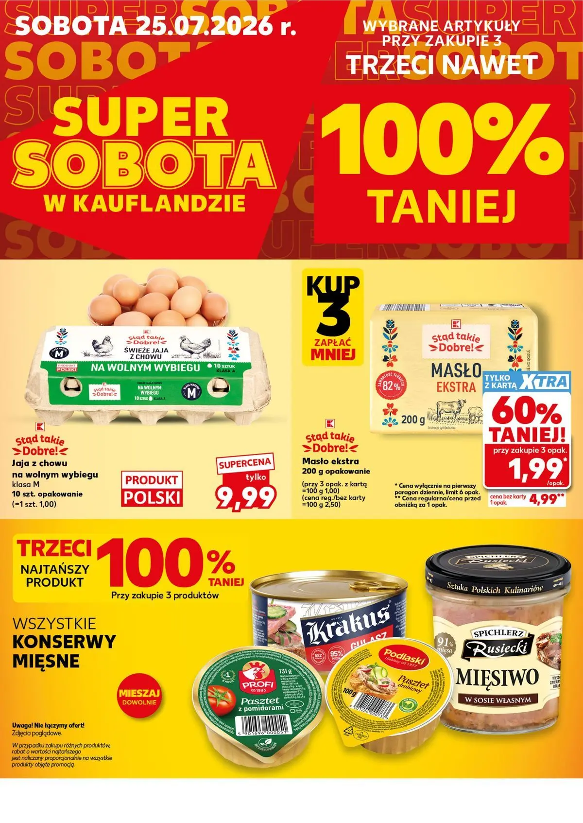 Kaufland gazetka - Super Sobota od 25.07.2026 - od jutra PDF | Strona: 2 | Produkty: Karta, Masło, Gulasz, Jaja