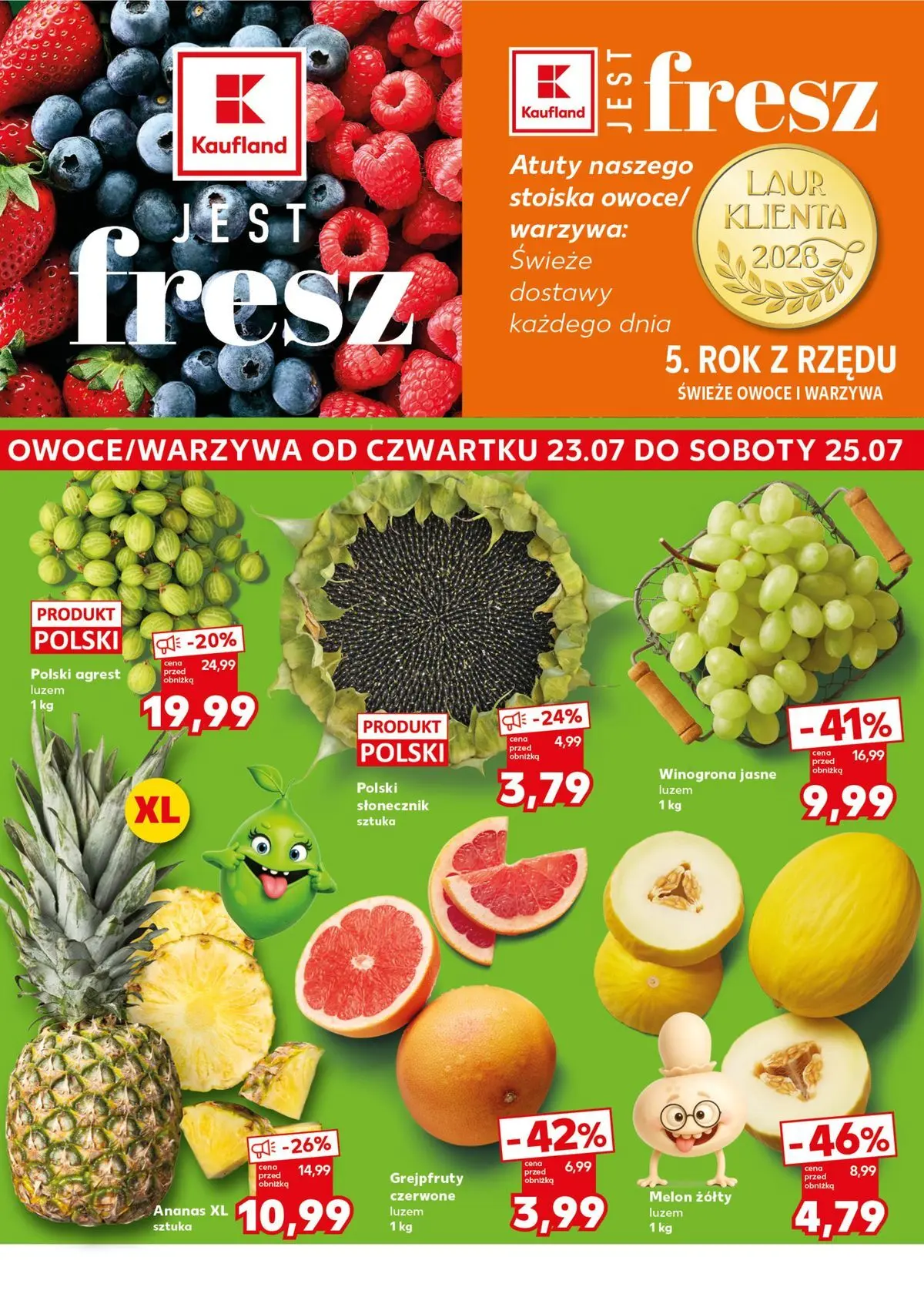 Kaufland gazetka - Super Sobota od 25.07.2026 - od jutra PDF | Strona: 6 | Produkty: Winogrona, Agrest, Słonecznik, Ananas
