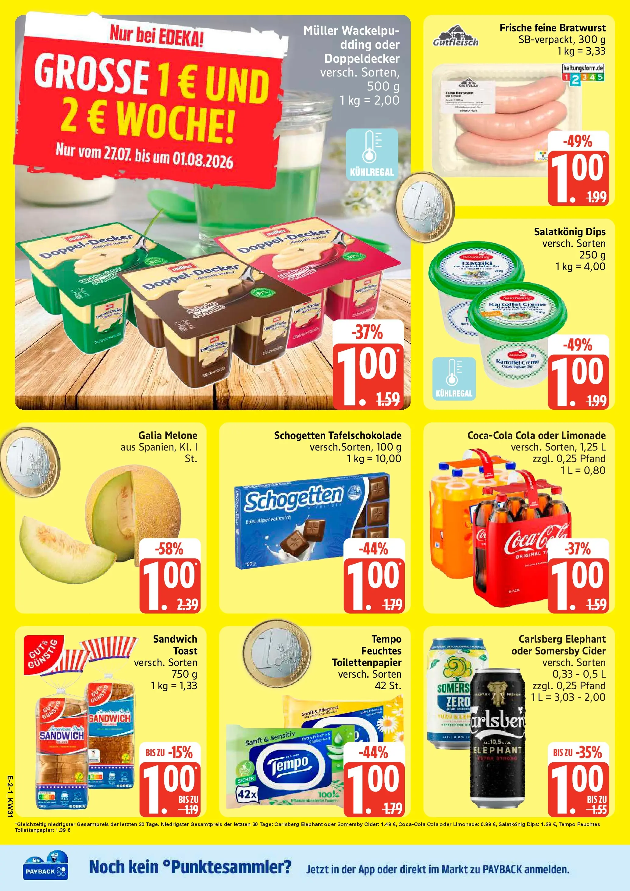 Edeka Prospekt Mölln (ab 27.07.2026) » Angebote Online | Seite: 2 | Produkte: Decke, Toast, Bratwurst, Melone