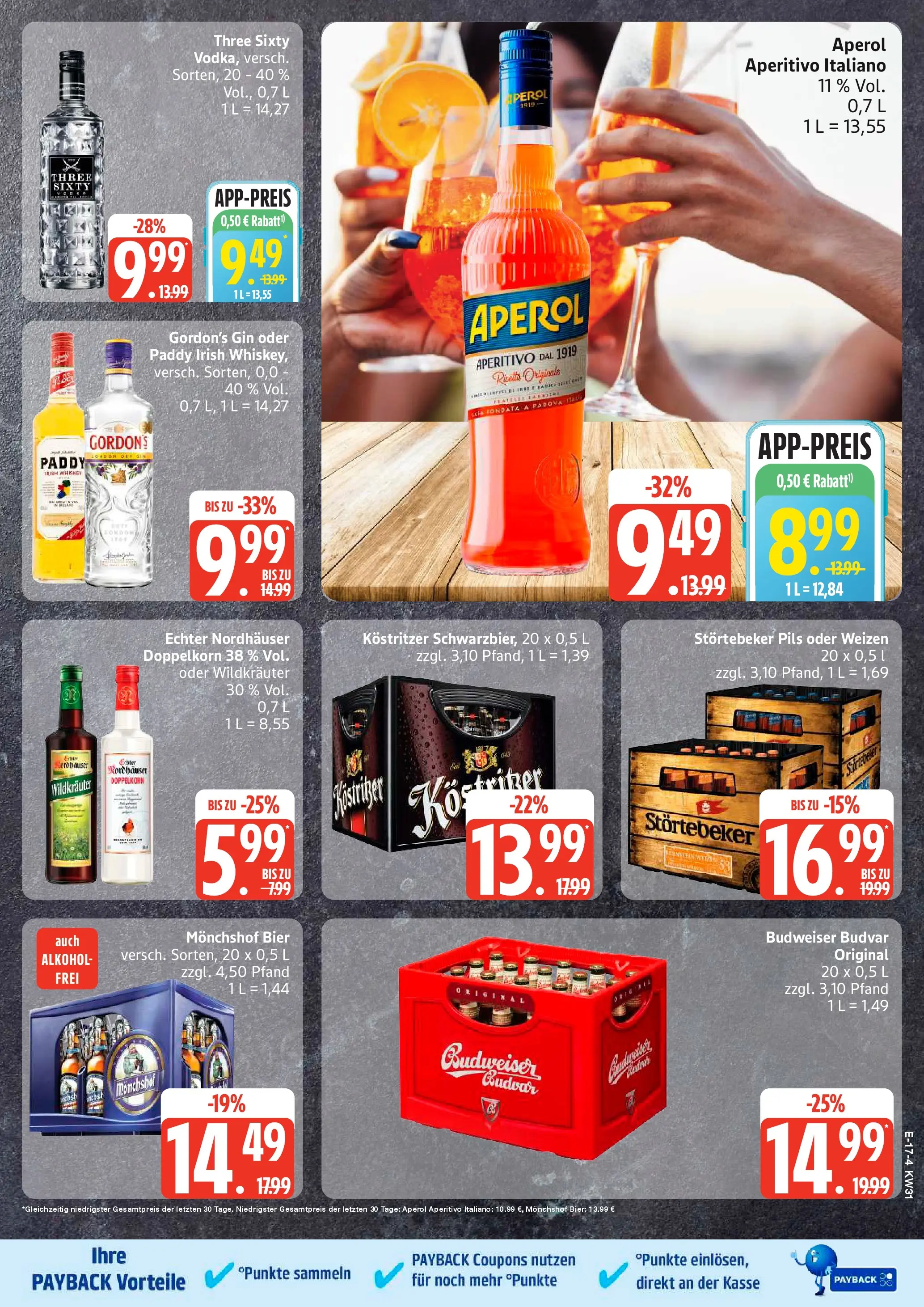 E center Prospekt Stralsund (ab 27.07.2026) zum Blättern | Seite: 20 | Produkte: Monchshof, Pils, Budweiser, Whiskey