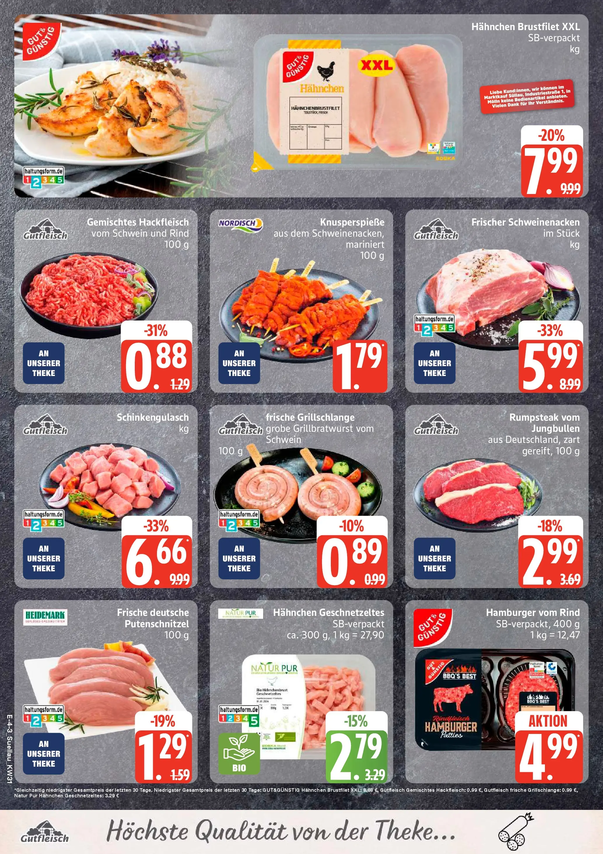 Edeka Prospekt Mölln (ab 27.07.2026) » Angebote Online | Seite: 4 | Produkte: Hahnchen, Theke, Rindfleisch, Hackfleisch