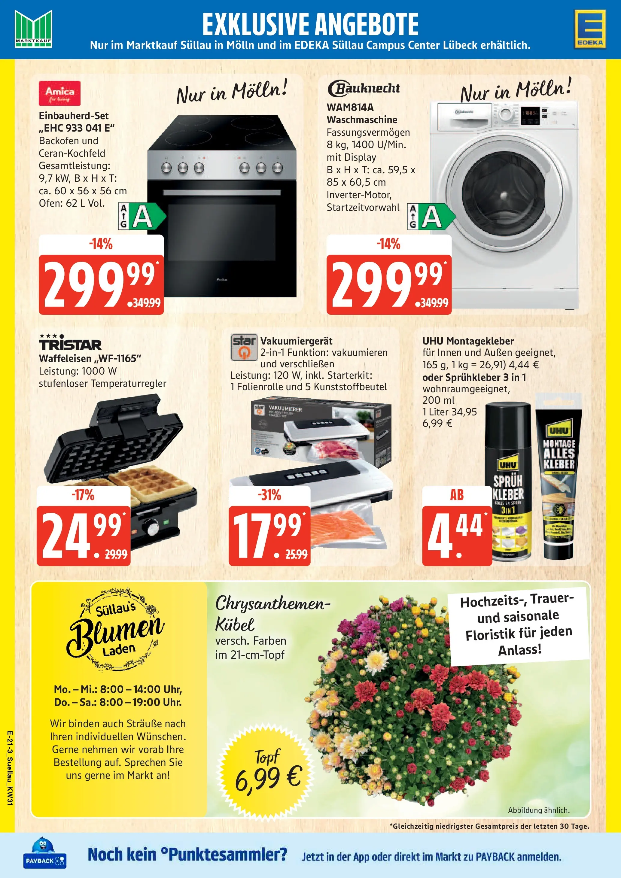 Edeka Prospekt Mölln (ab 27.07.2026) » Angebote Online | Seite: 24 | Produkte: Ofen, Vakuumierer, Waschmaschine, Waffeleisen