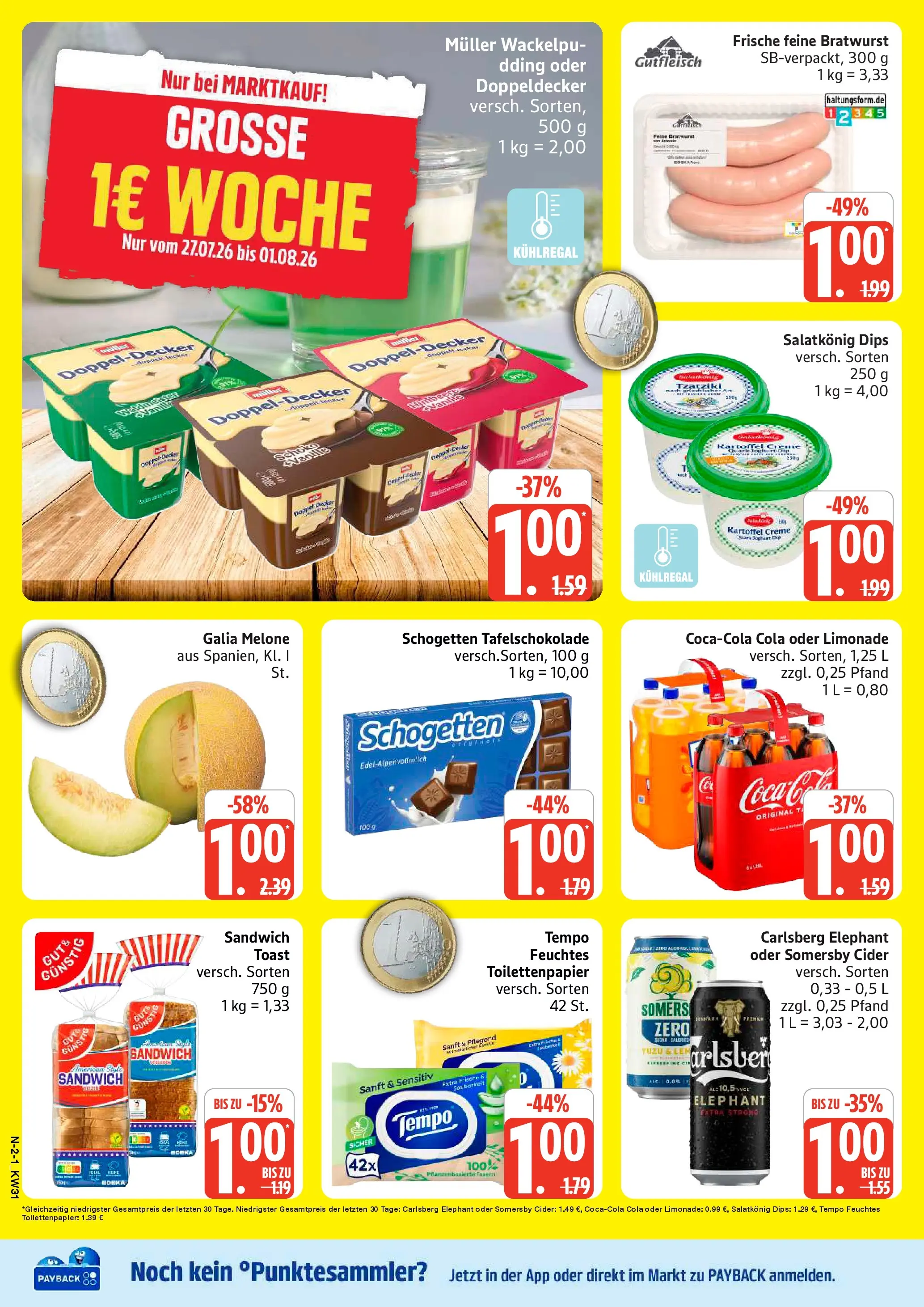 Marktkauf Prospekt Buxtehude (ab 27.07.2026) » Angebote online | Seite: 2 | Produkte: Cola, Bratwurst, Tempo, Melone