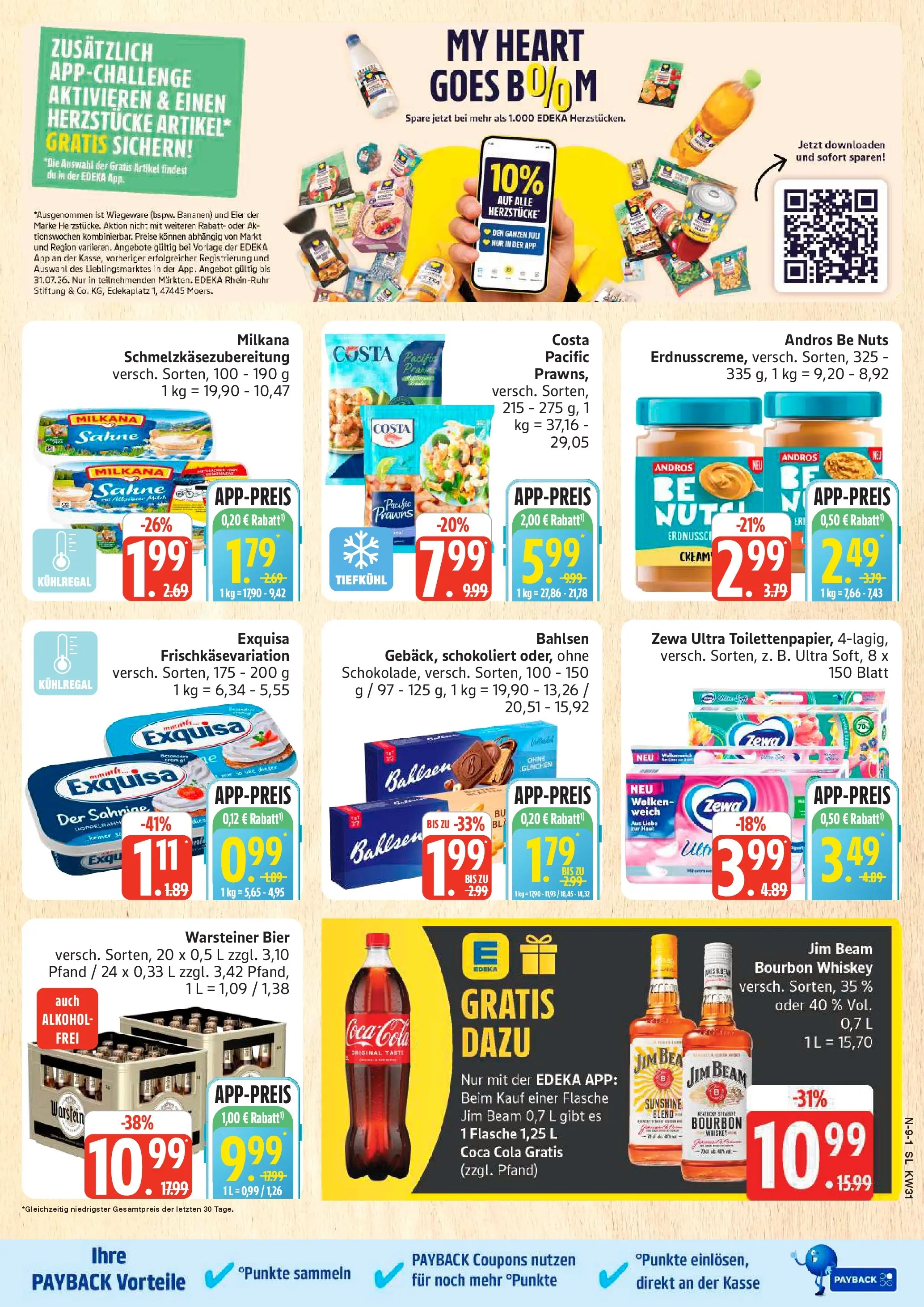 Edeka Prospekt Schleswig (ab 27.07.2026) » Angebote Online | Seite: 9 | Produkte: Bananen, Zewa, Sahne, Whiskey