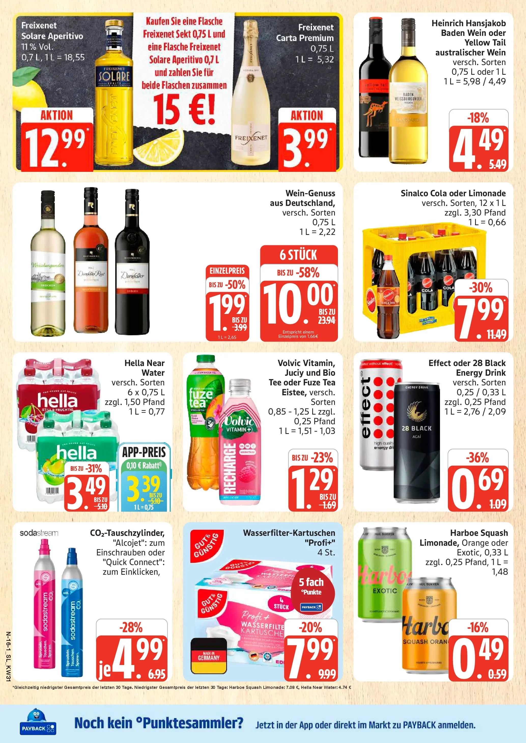 Edeka Prospekt Schleswig (ab 27.07.2026) » Angebote Online | Seite: 16 | Produkte: Sinalco, Tee, Volvic, Sodastream