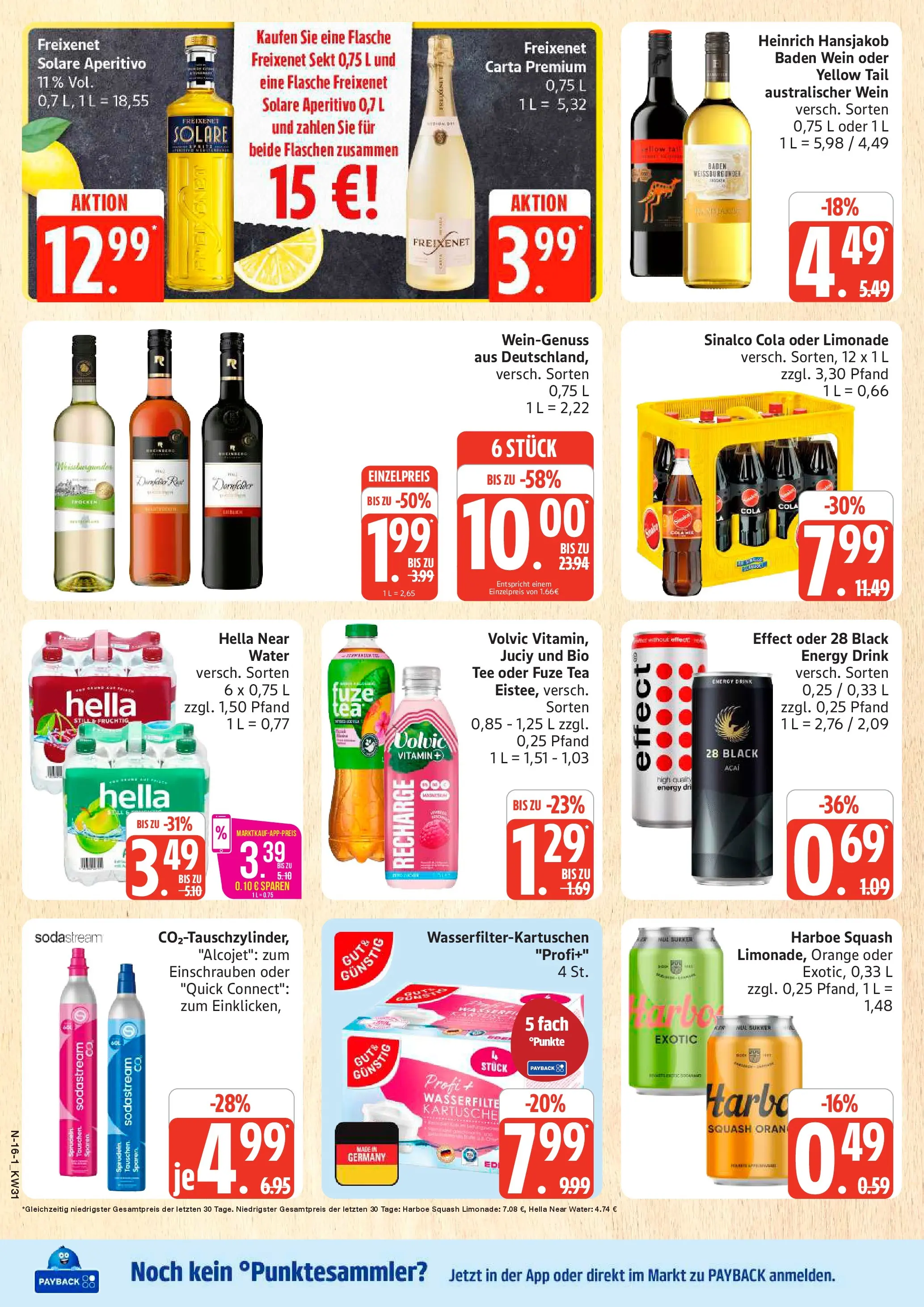 Marktkauf Prospekt Buxtehude (ab 27.07.2026) » Angebote online | Seite: 16 | Produkte: Sinalco, Fuze tea, Wein, Volvic