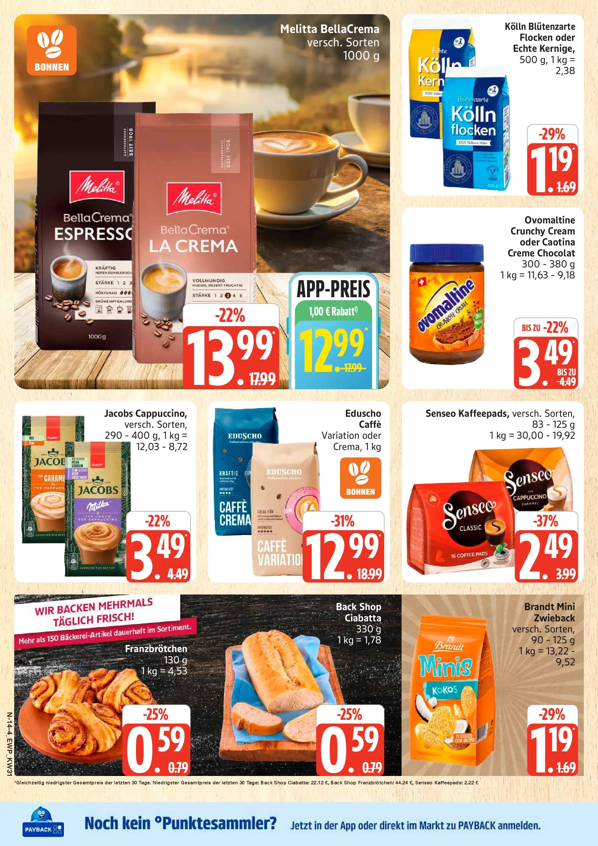 Edeka Prospekt Rostock (ab 27.07.2026) » Angebote Online | Seite: 16 | Produkte: Melitta, Senseo, Flocken, Eduscho