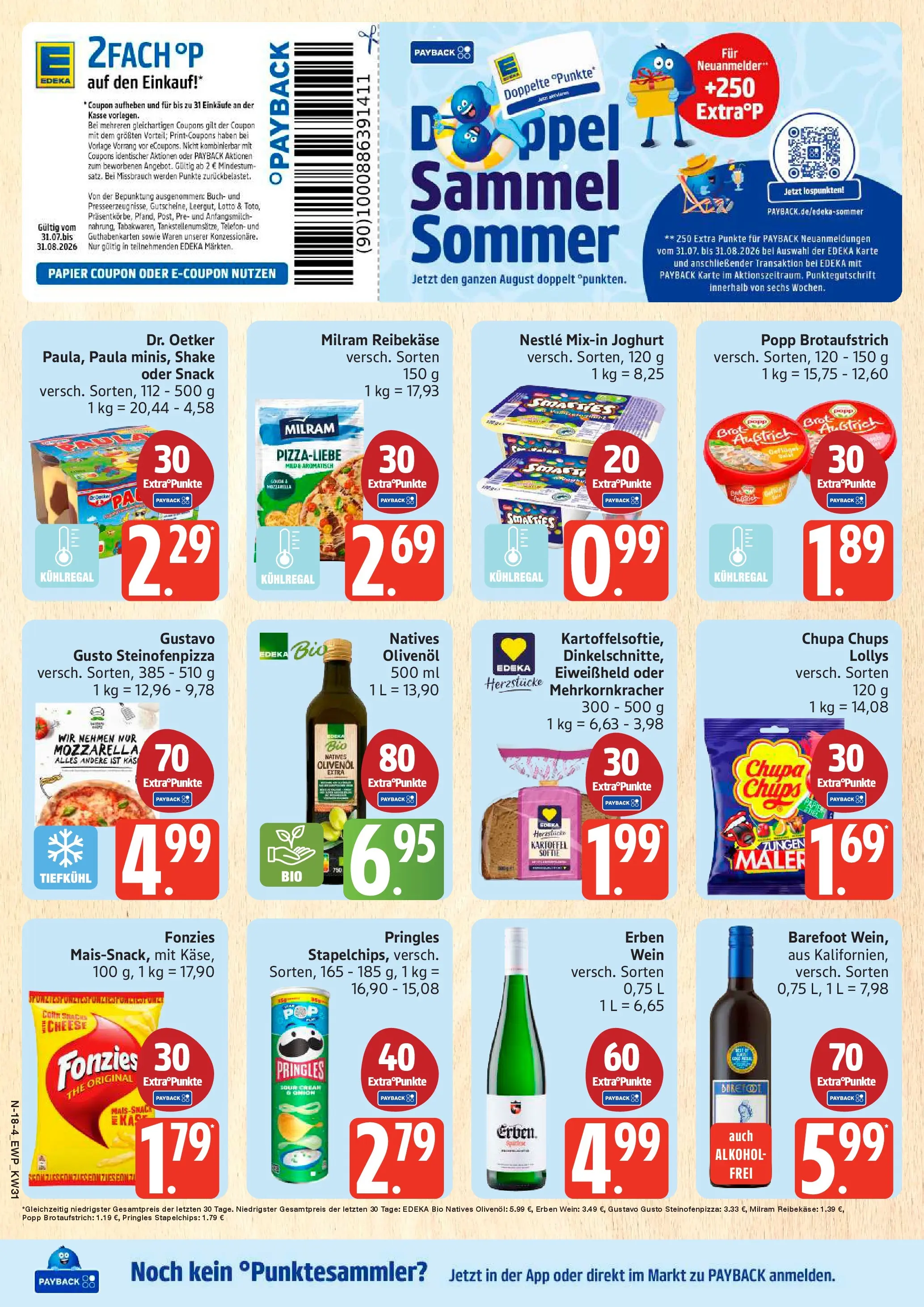 Edeka Prospekt Rostock (ab 27.07.2026) » Angebote Online | Seite: 21 | Produkte: Olivenol, Milram, Wein, Pringles