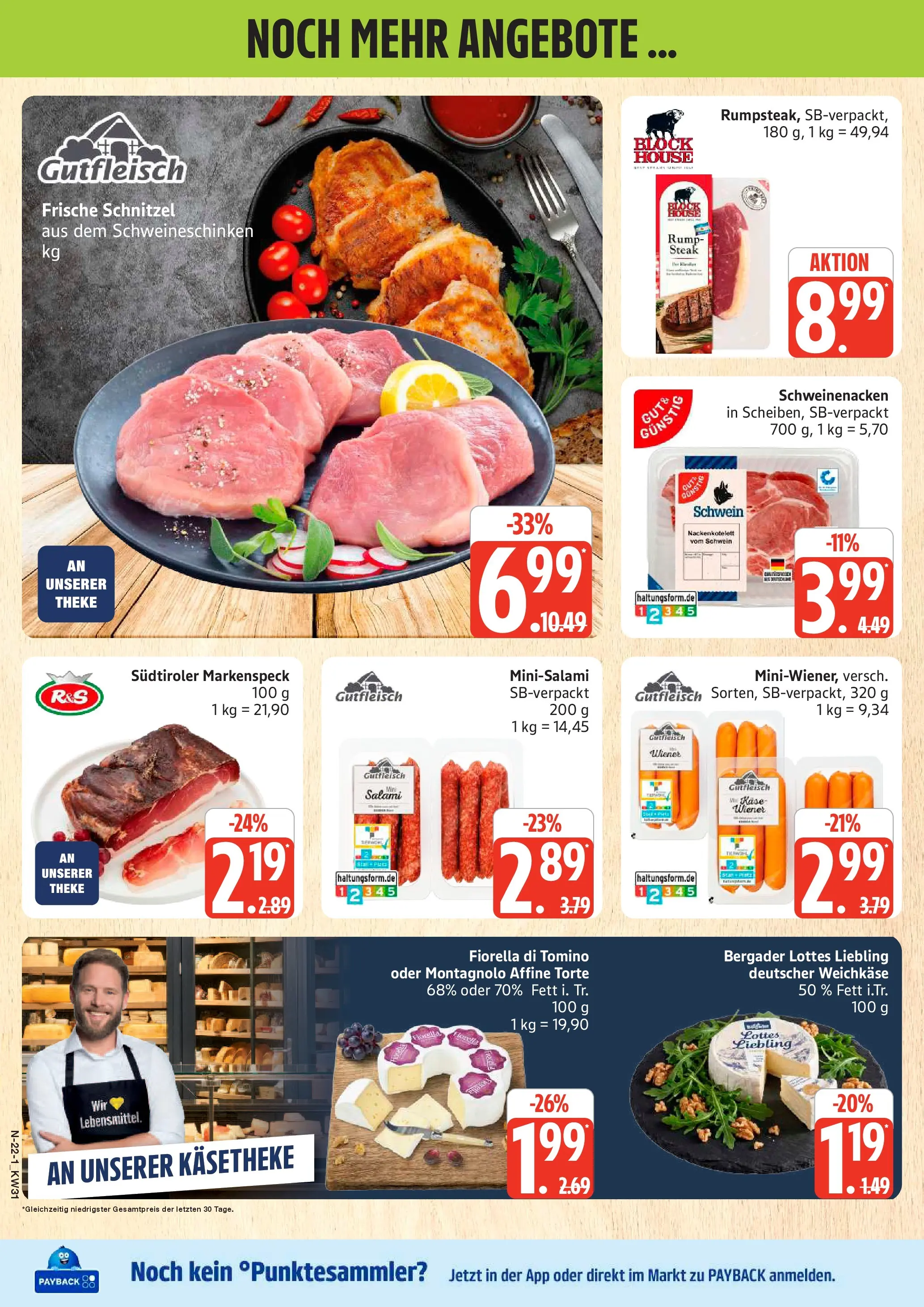 Marktkauf Prospekt Buxtehude (ab 27.07.2026) » Angebote online | Seite: 22 | Produkte: Käse, Theke, Schweinenacken, Steak