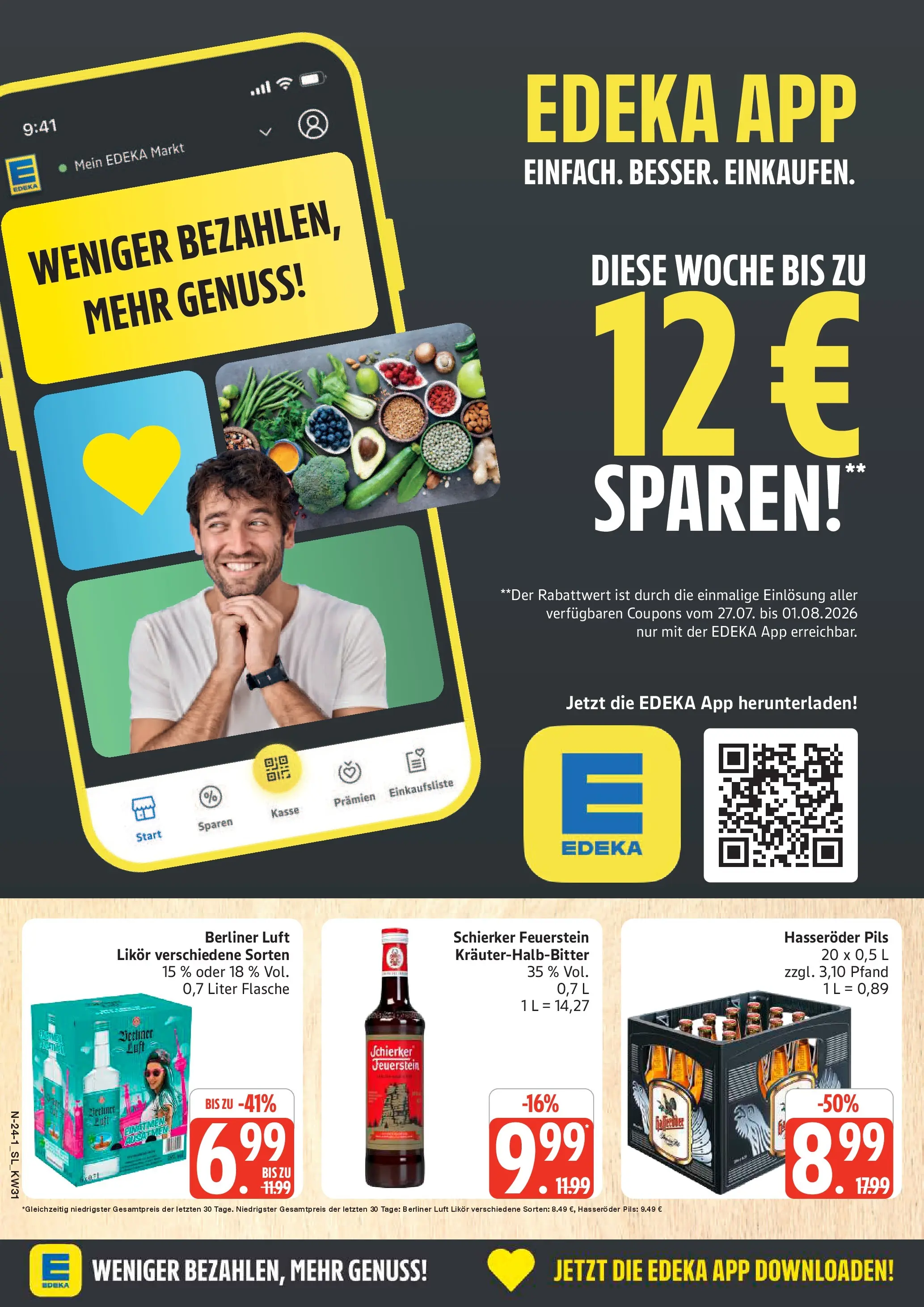 Edeka Prospekt Schleswig (ab 27.07.2026) » Angebote Online | Seite: 24 | Produkte: Berliner, Likör, Pils, Hasseröder