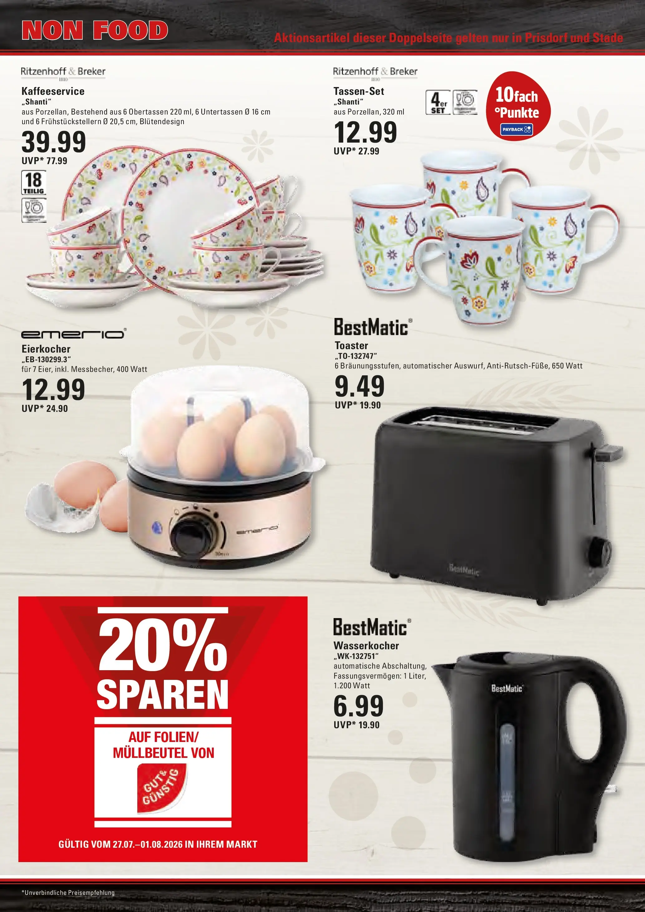 Marktkauf Prospekt Prisdorf (ab 27.07.2026) » Angebote online | Seite: 18 | Produkte: Wasserkocher, Toaster, Eierkocher