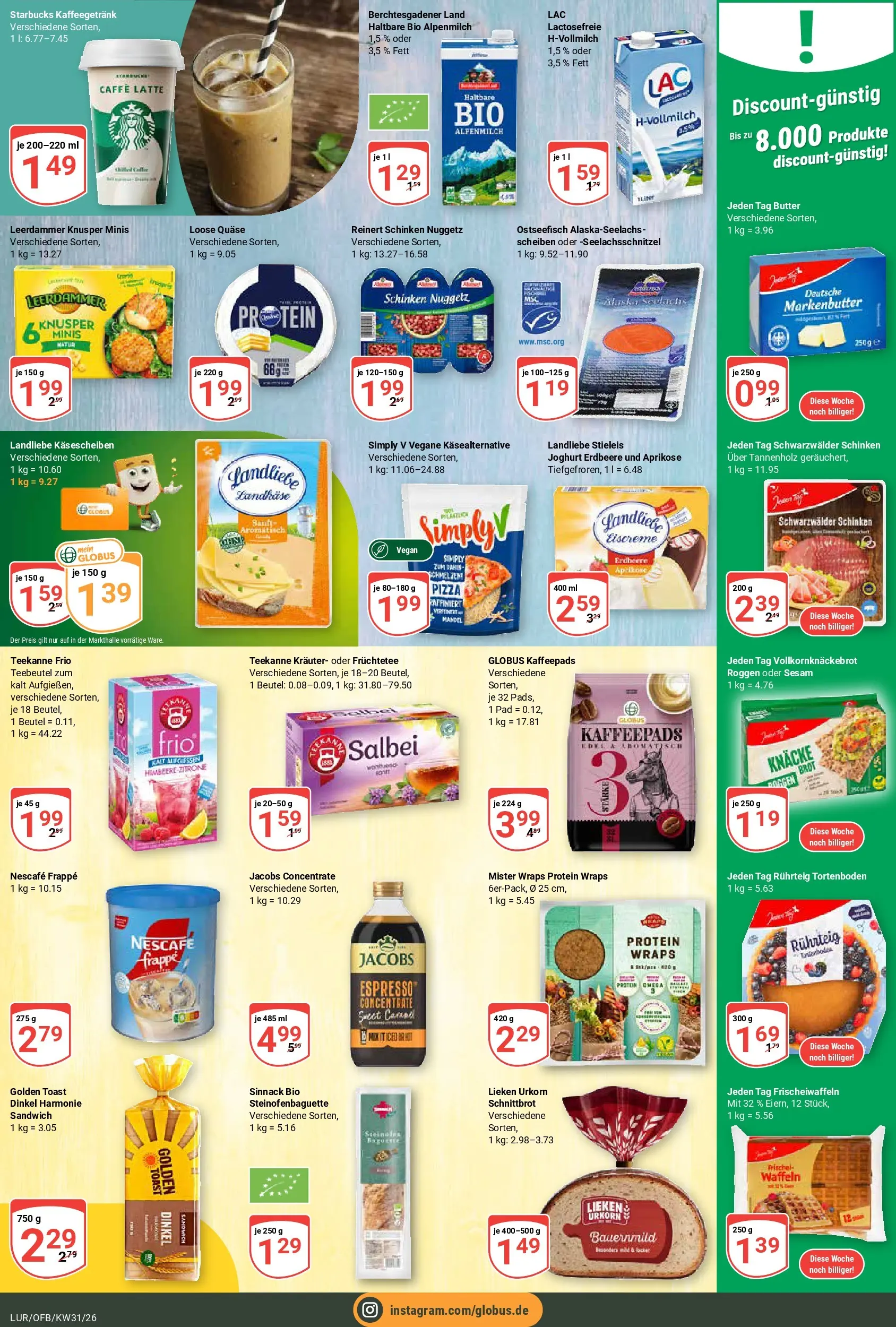 Globus Prospekt Hamburg (ab 27.07.2026) » Angebote online | Seite: 14 | Produkte: Butter, Joghurt, Landliebe joghurt, Brot