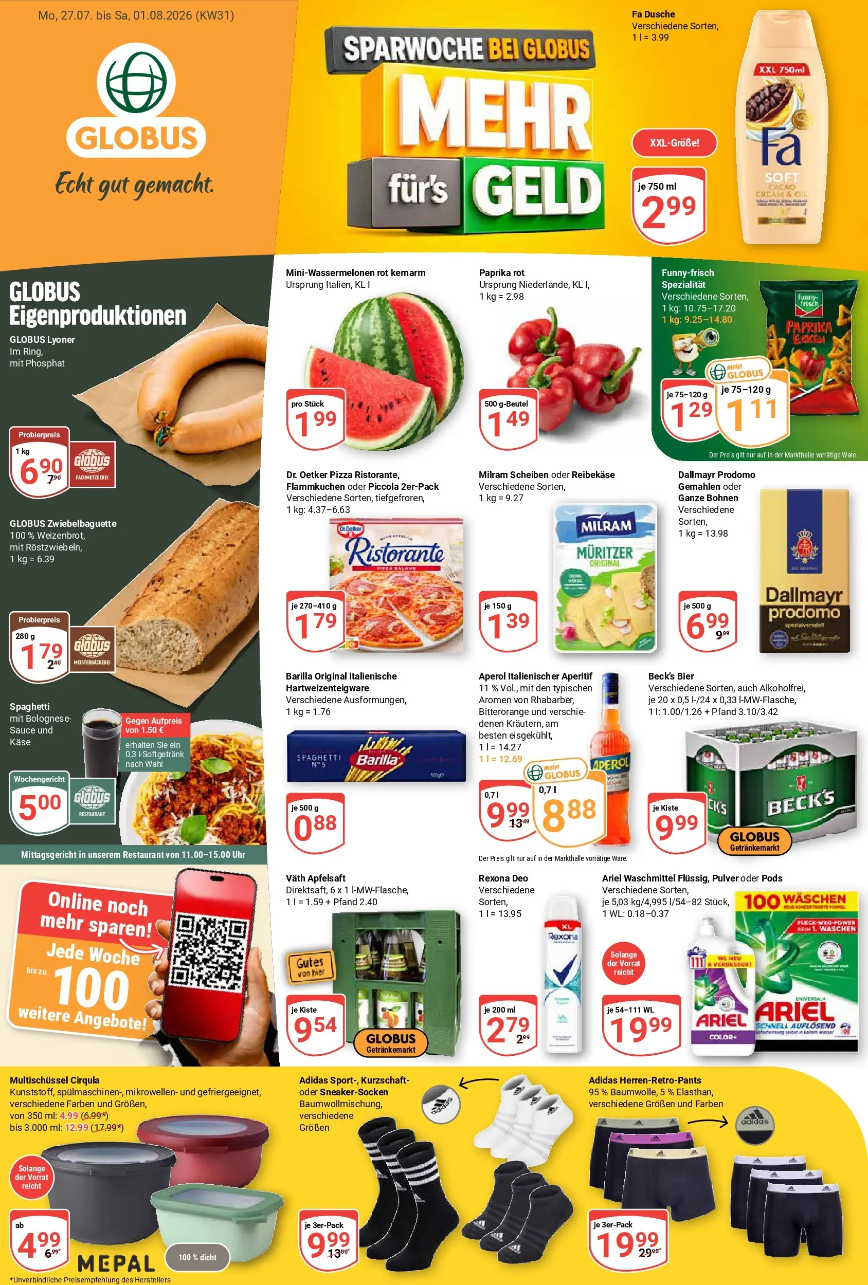 Globus Prospekt Völklingen (ab 27.07.2026) » Angebote online | Seite: 3 | Produkte: Barilla, Paprika rot, Dusche, Dallmayr prodomo