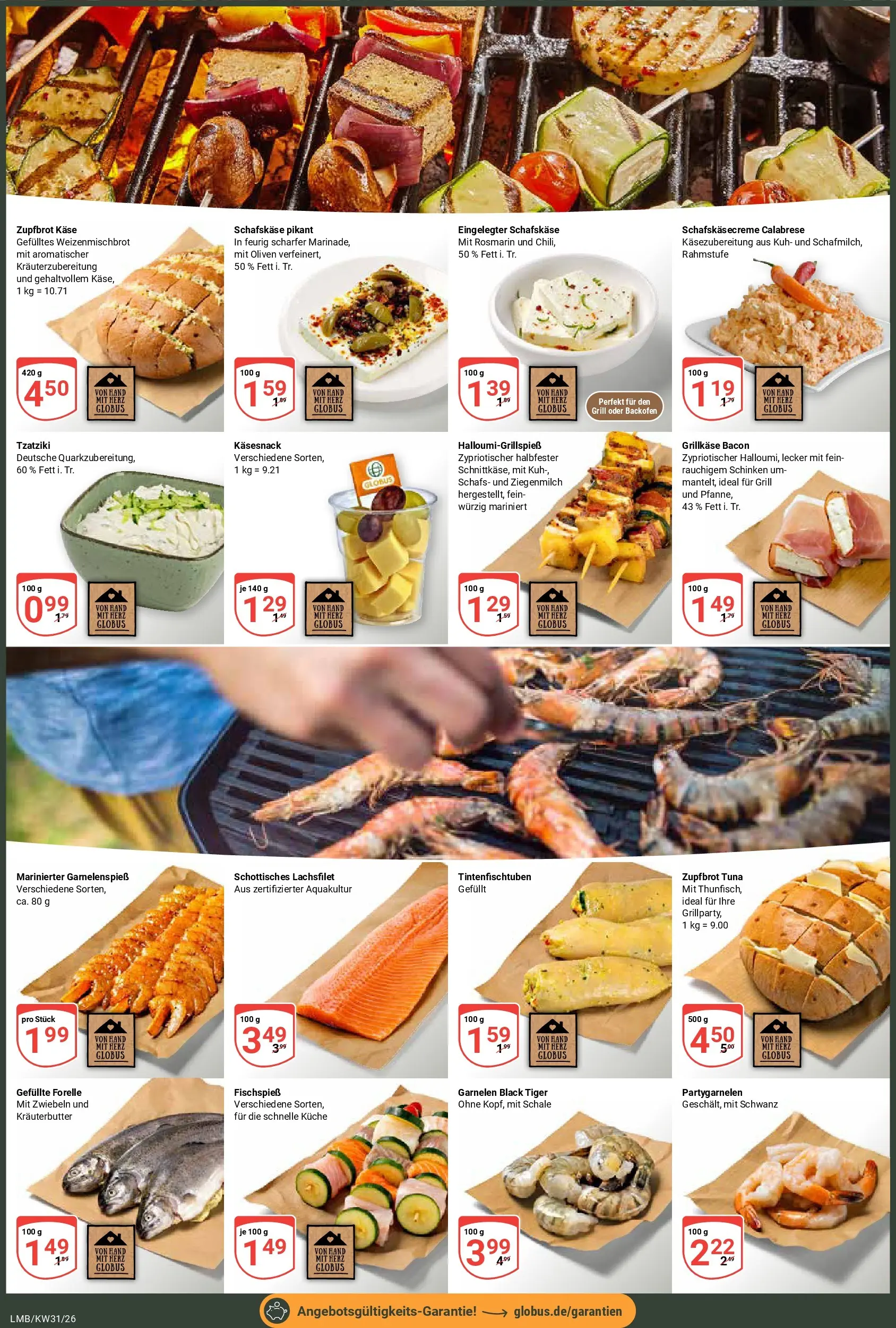 Globus Prospekt Limburg (ab 27.07.2026) » Angebote online | Seite: 3 | Produkte: Kräuterbutter, Garnelen, Backofen, Schafskase