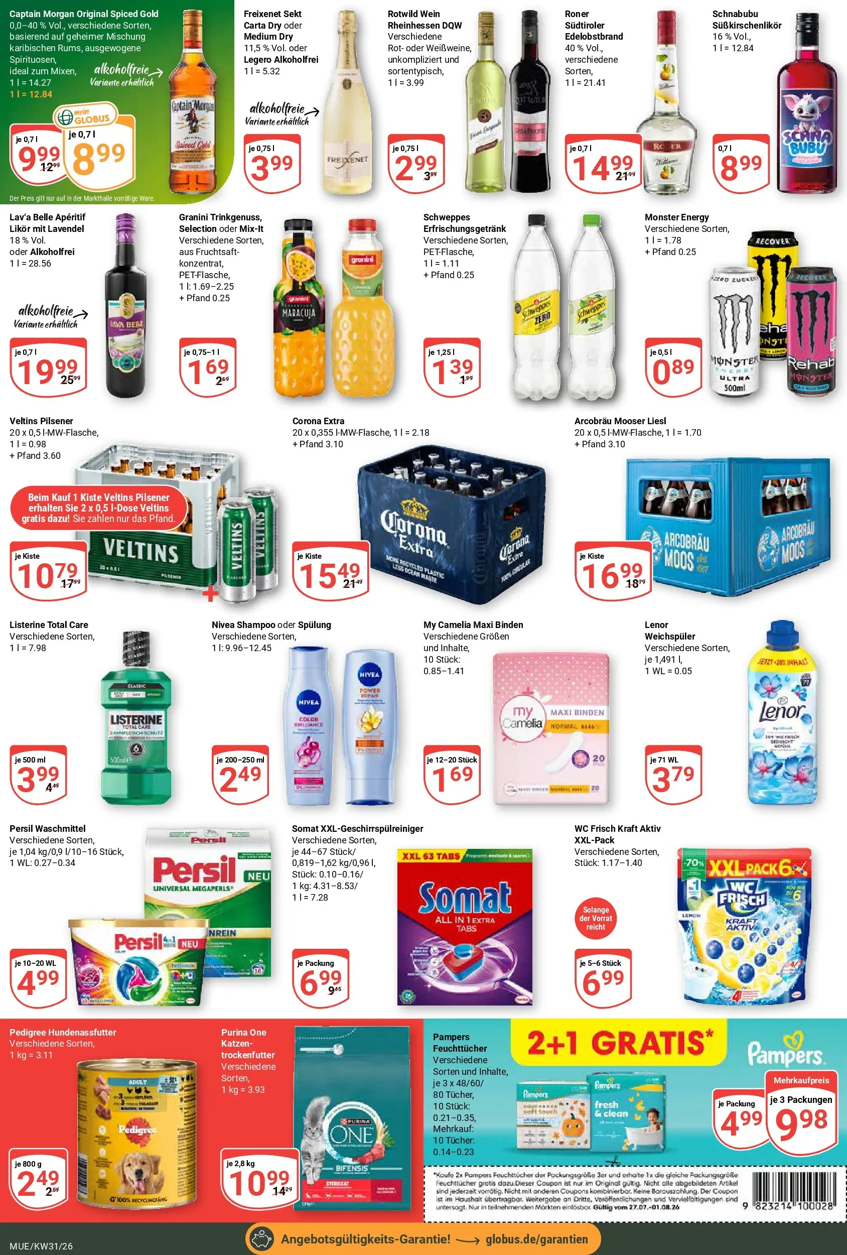 Globus Prospekt Mühldorf (ab 20.07.2026) » Angebote online | Seite: 8 | Produkte: Pampers, Monster, Weichspüler, Lavendel