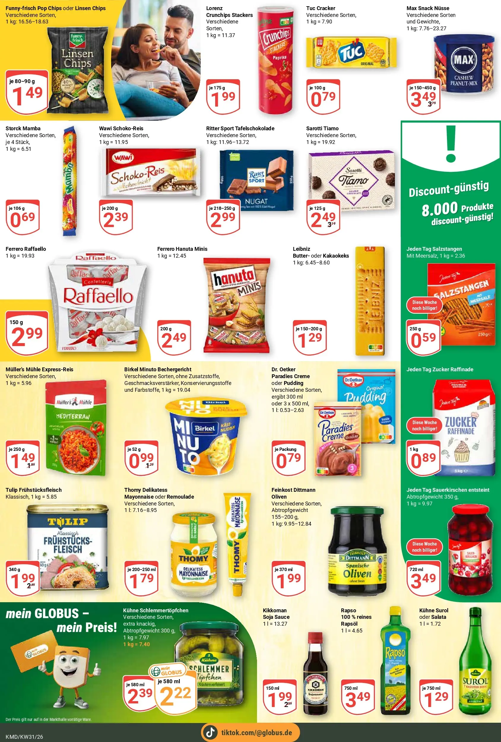 Globus Prospekt Köln (ab 27.07.2026) » Angebote online | Seite: 15 | Produkte: Raffaello, Butter, Mayonnaise, Chips