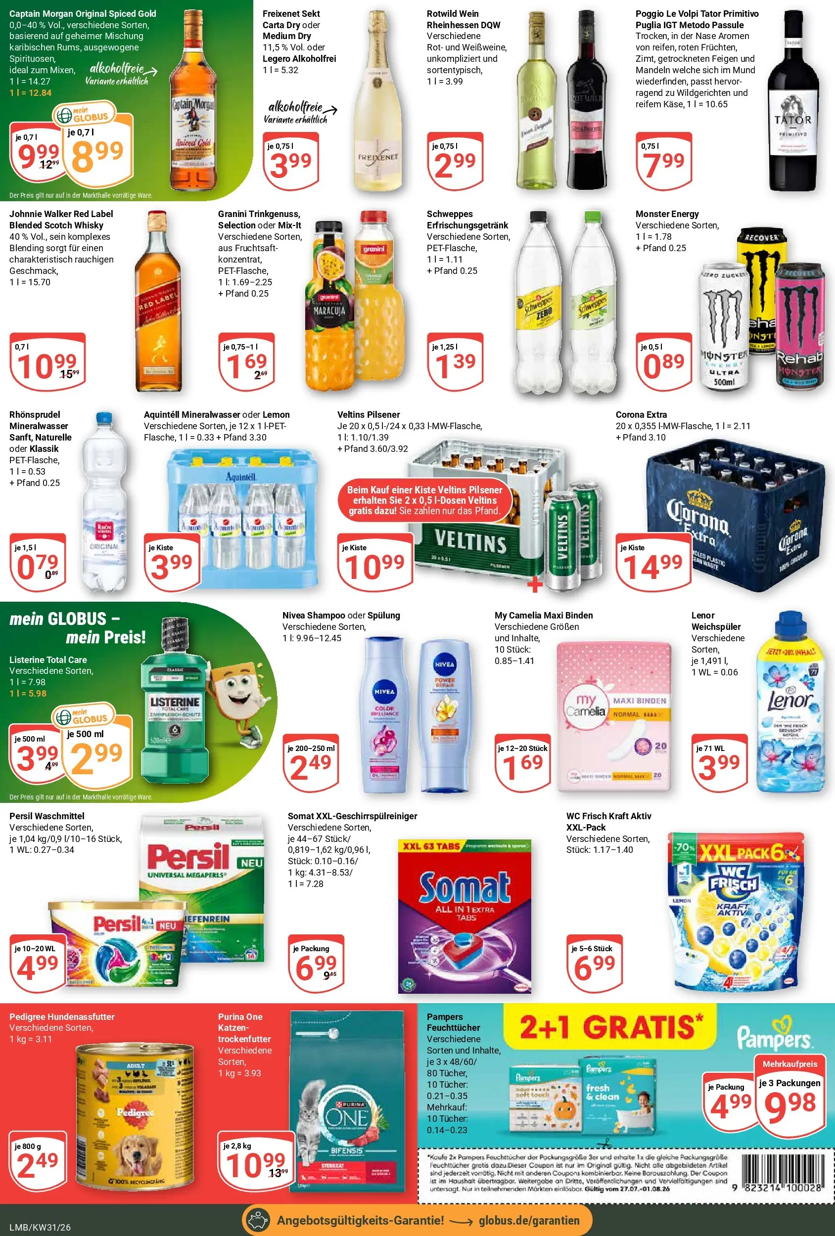 Globus Prospekt Limburg (ab 27.07.2026) » Angebote online | Seite: 9 | Produkte: Freixenet, Mandeln, Weichspüler, Rhonsprudel