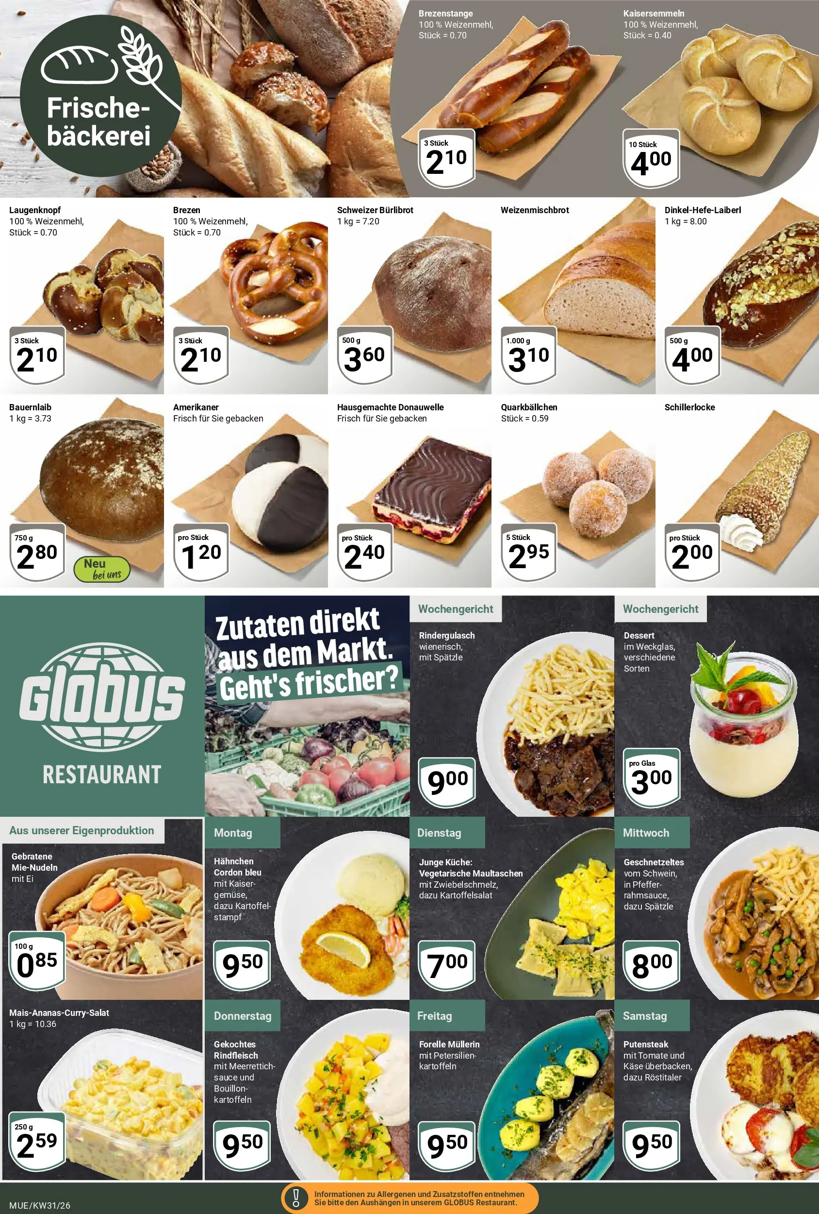 Globus Prospekt Mühldorf (ab 20.07.2026) » Angebote online | Seite: 10 | Produkte: Bäckerei, Weizenmehl, Maultaschen, Rindfleisch