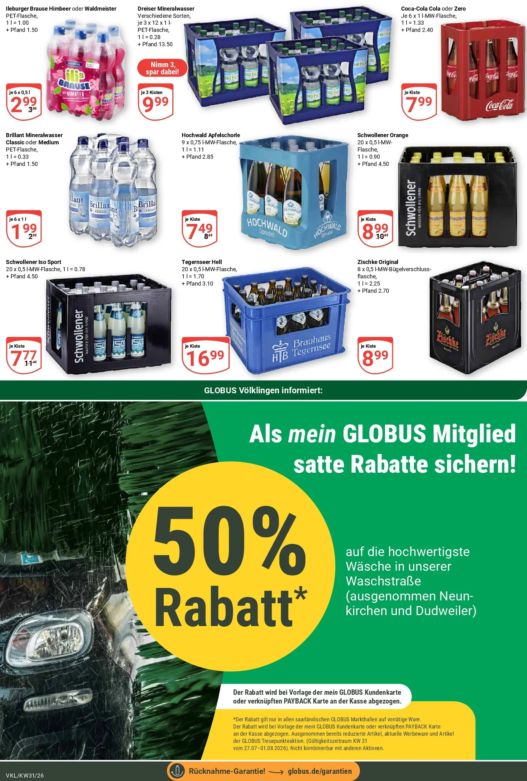 Globus Prospekt Völklingen (ab 27.07.2026) » Angebote online | Seite: 27 | Produkte: Cola, Mineralwasser, Wasser