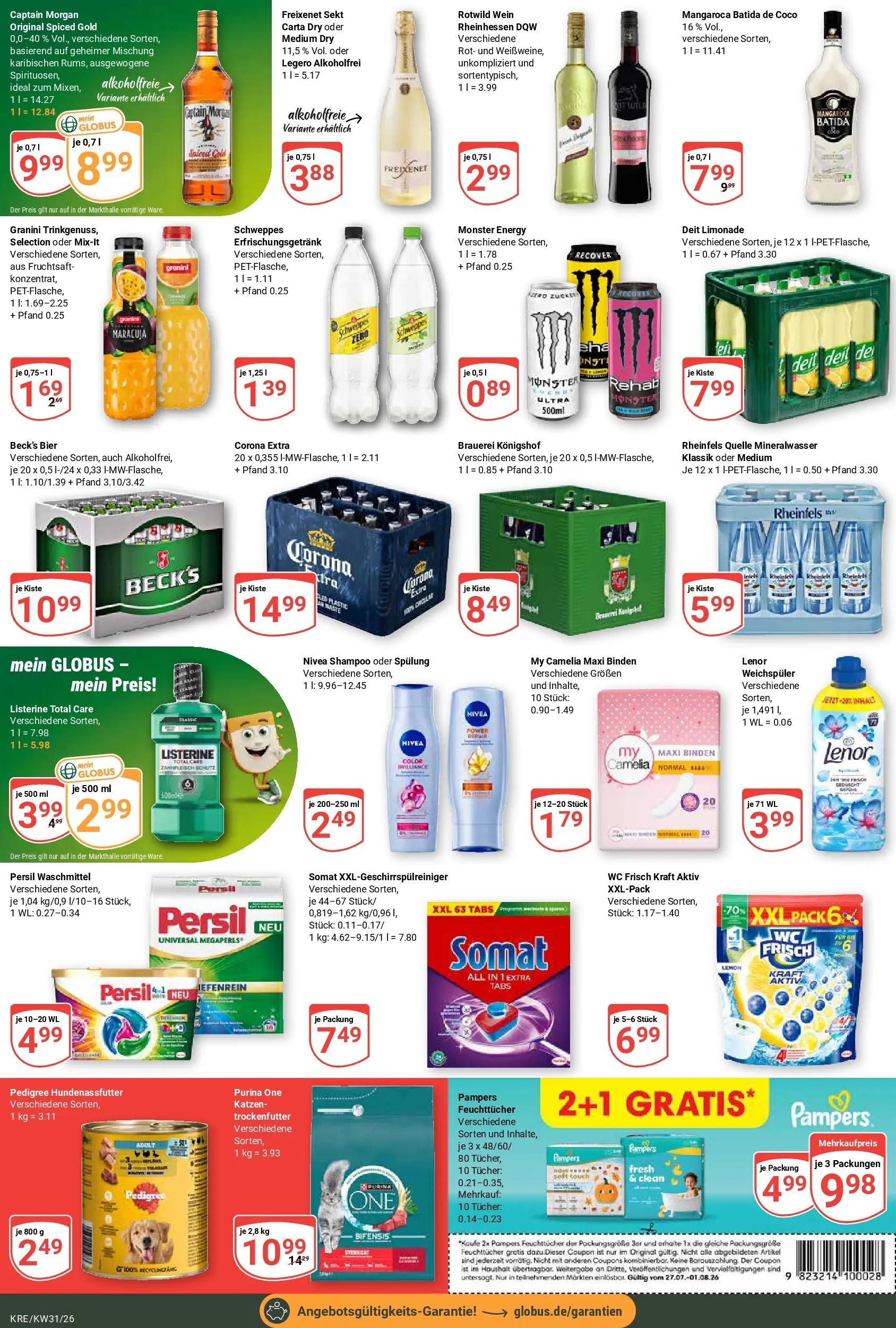 Globus Prospekt Krefeld (ab 27.07.2026) » Angebote online | Seite: 7 | Produkte: Bier, Limonade, Spülung, Waschmittel