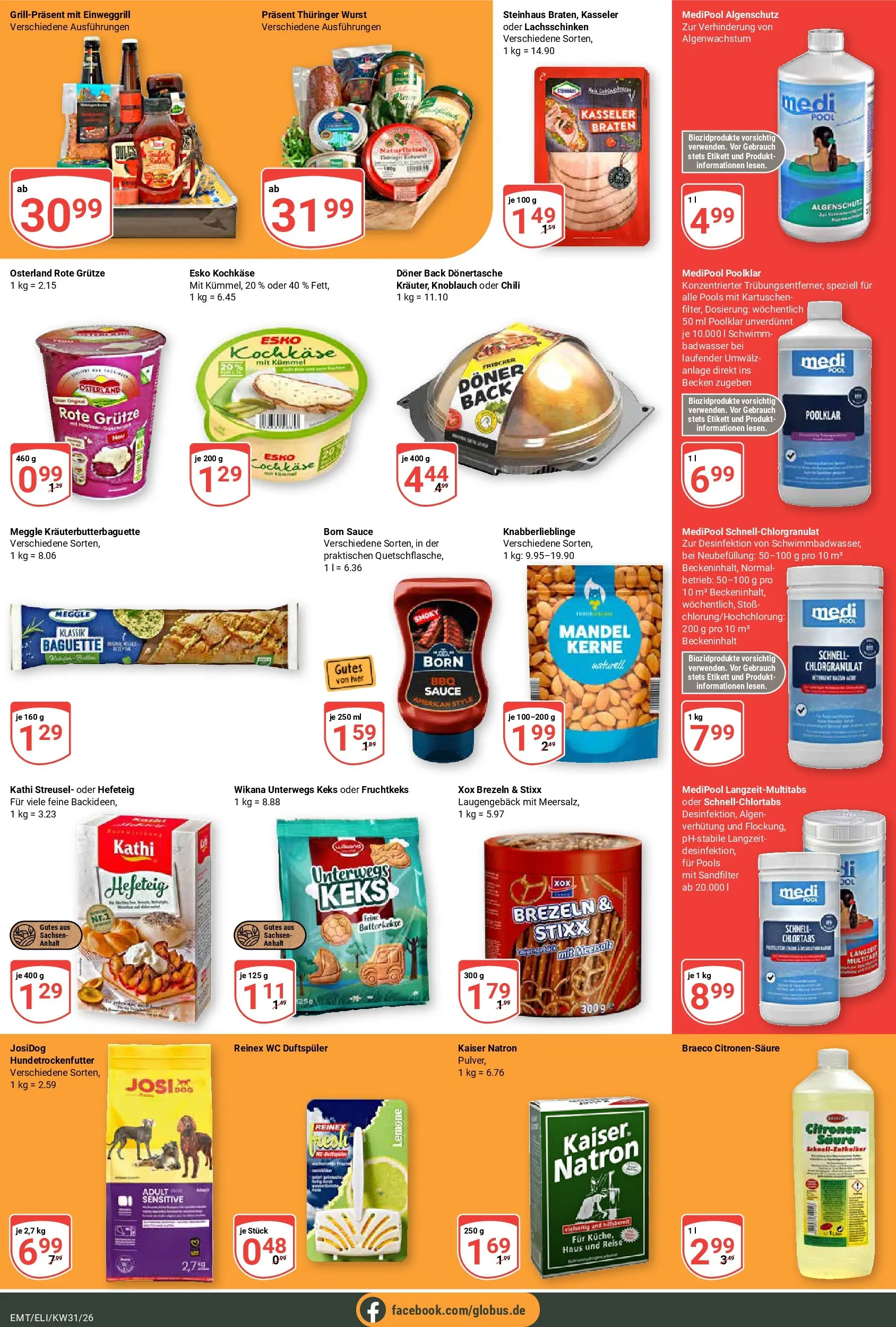Globus Prospekt Mittelhausen (ab 27.07.2026) » Angebote online | Seite: 3 | Produkte: Baguette, Butterkekse, Knoblauch, Chili