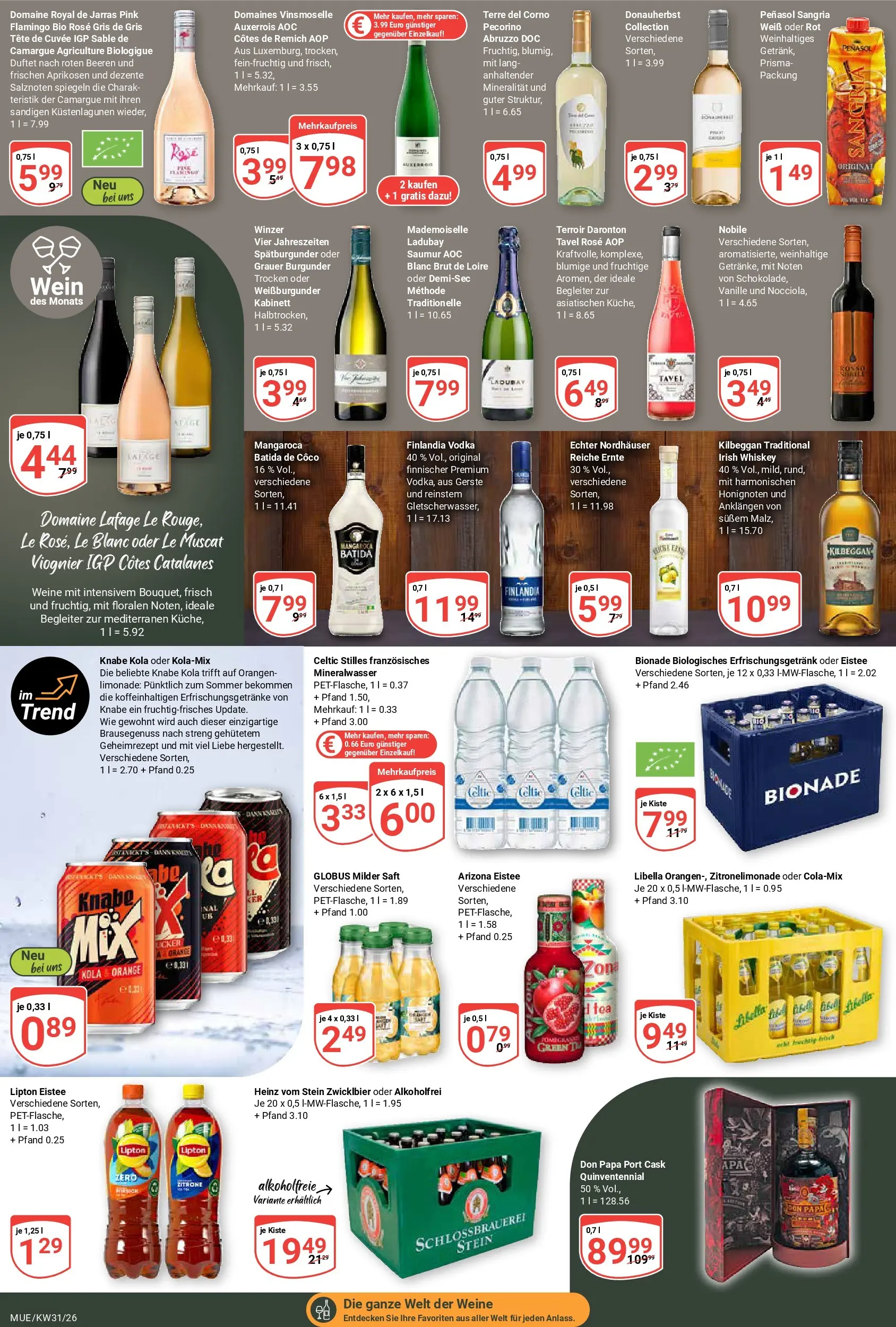 Globus Prospekt Mühldorf (ab 20.07.2026) » Angebote online | Seite: 18 | Produkte: Bionade, Mineralwasser, Saft, Vodka