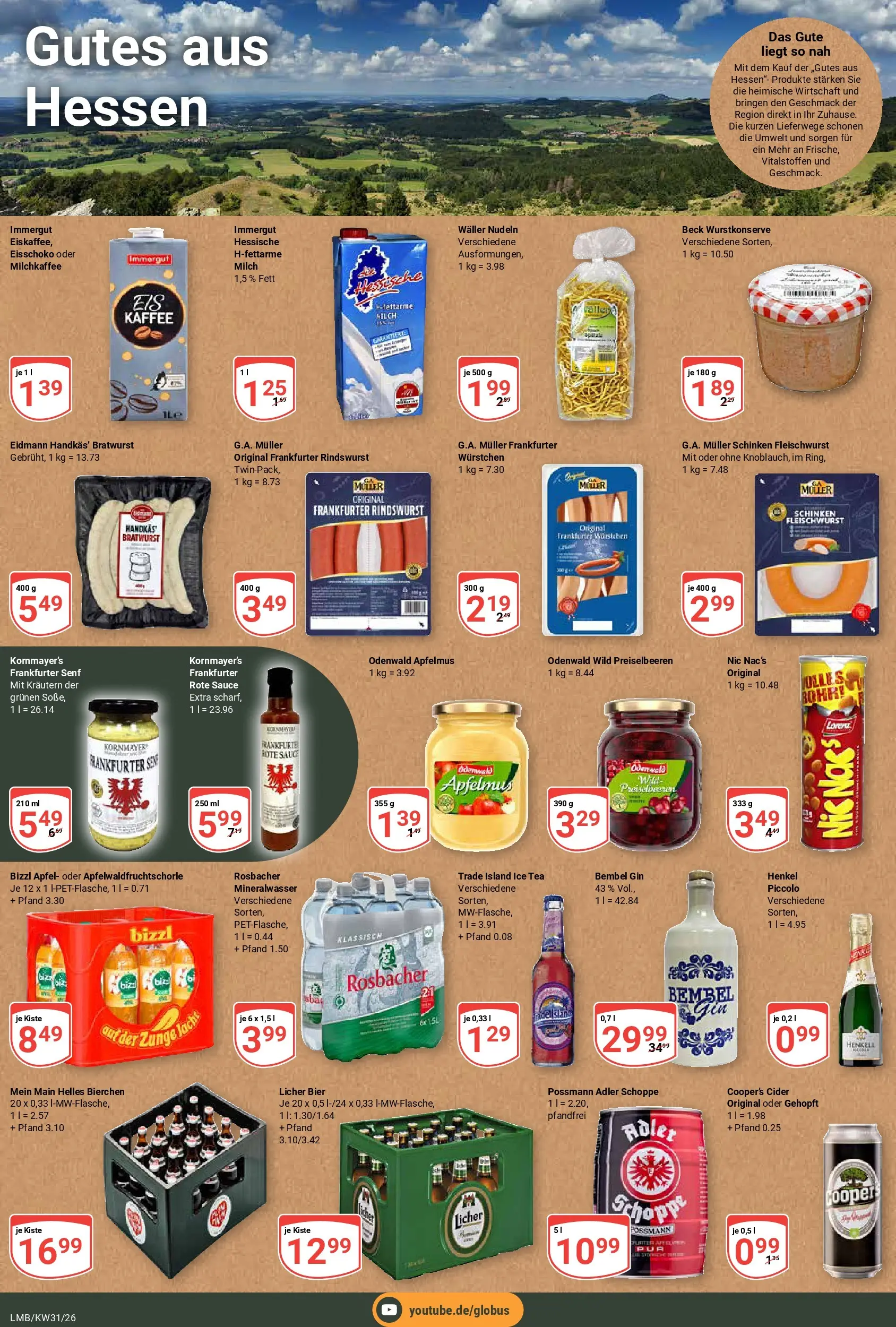 Globus Prospekt Limburg (ab 27.07.2026) » Angebote online | Seite: 18 | Produkte: Bier, Mineralwasser, Nudeln, Gin