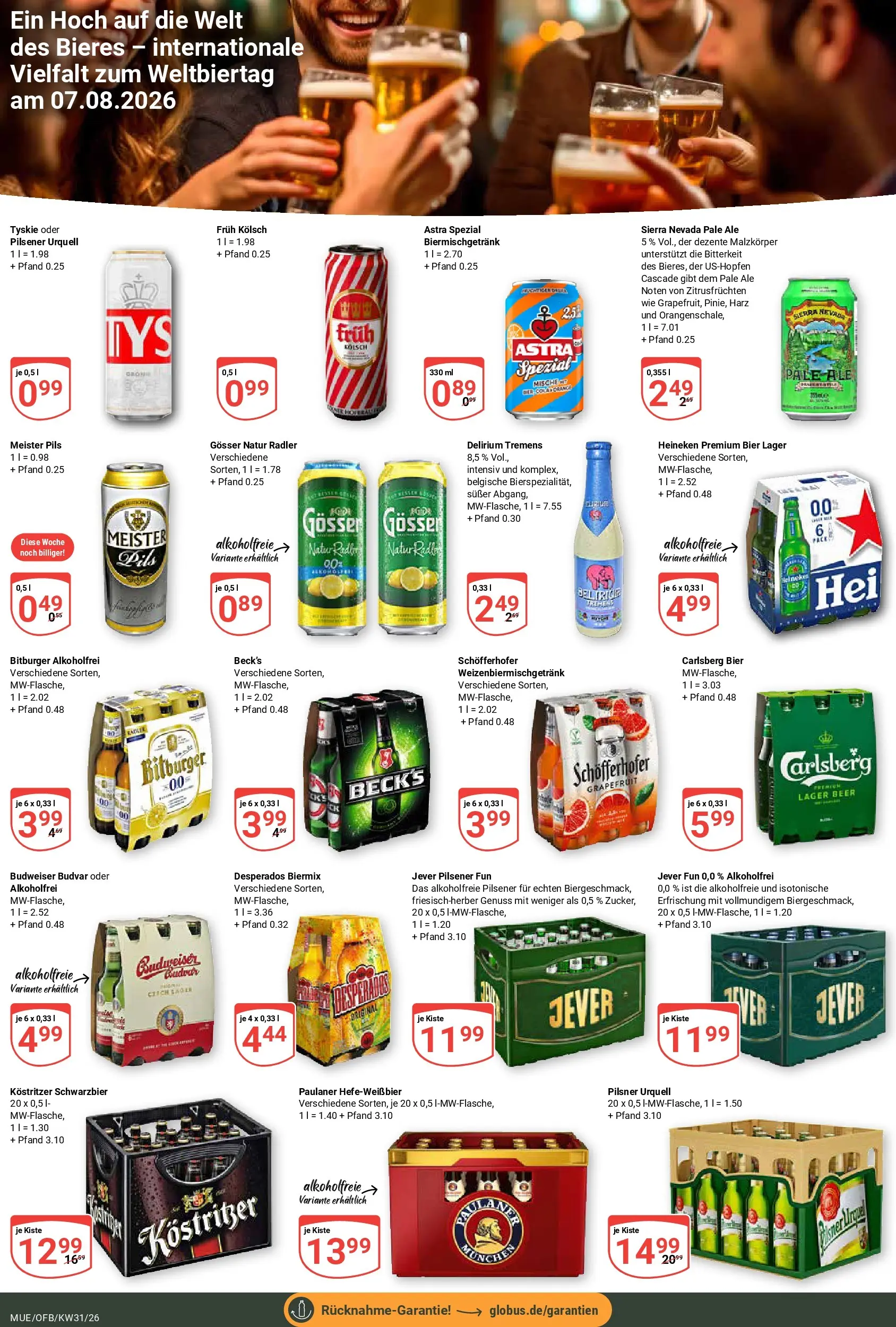 Globus Prospekt Mühldorf (ab 20.07.2026) » Angebote online | Seite: 19 | Produkte: Carlsberg, Bier, Astra, Jever