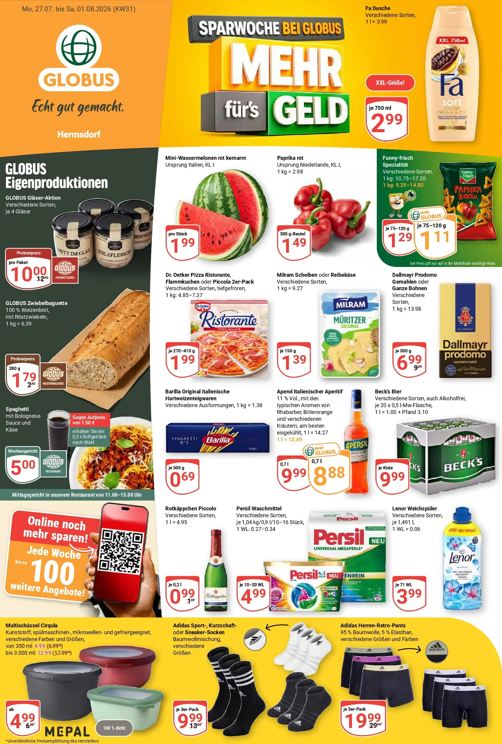 Globus Prospekt Hermsdorf (ab 27.07.2026) » Angebote online | Seite: 1 | Produkte: Ristorante, Lenor, Paprika rot, Persil