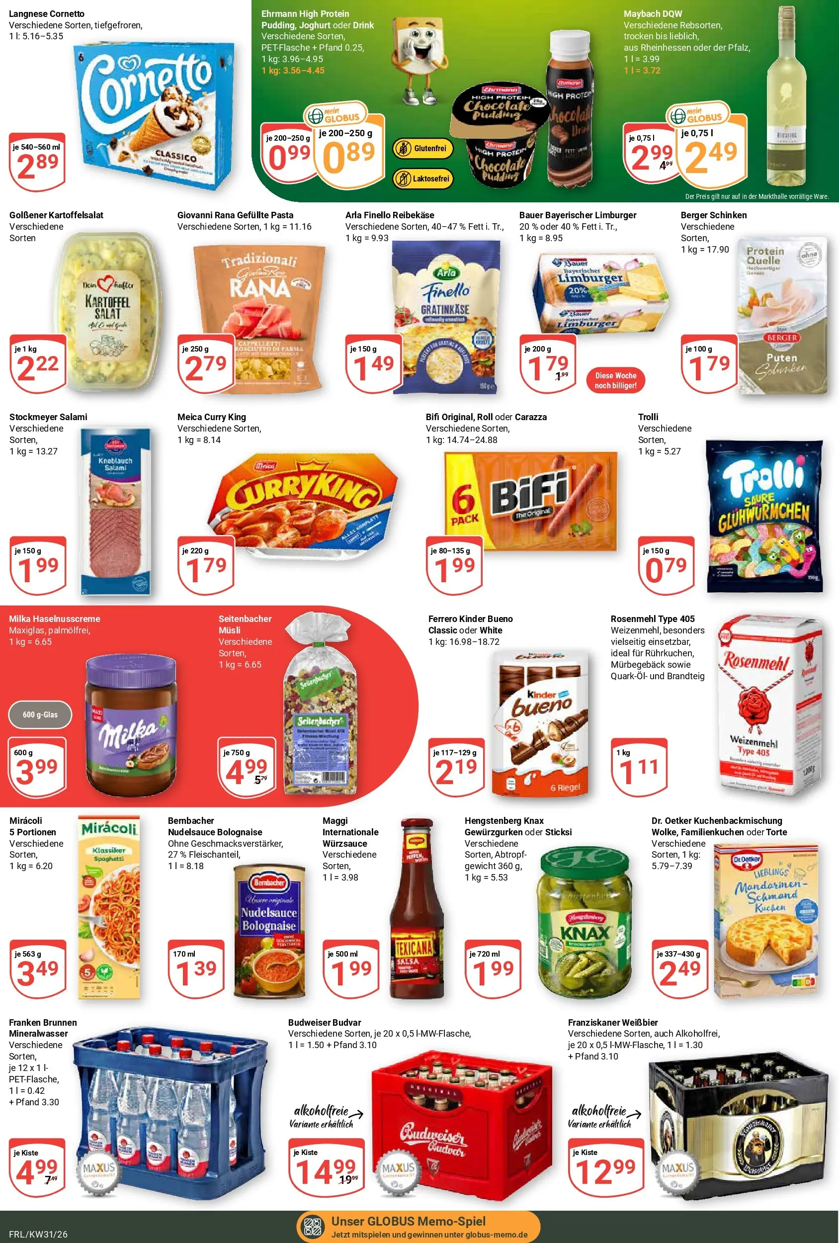 Globus Prospekt Freilassing (ab 20.07.2026) » Angebote online | Seite: 7 | Produkte: Pasta, Salami, Budweiser, Reibekase